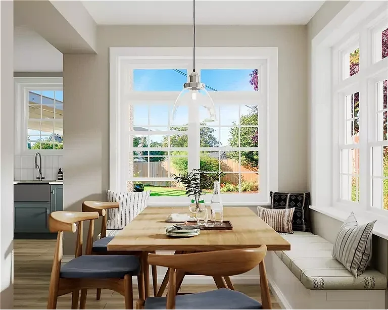 Bright room with large windows, illustrative window design image