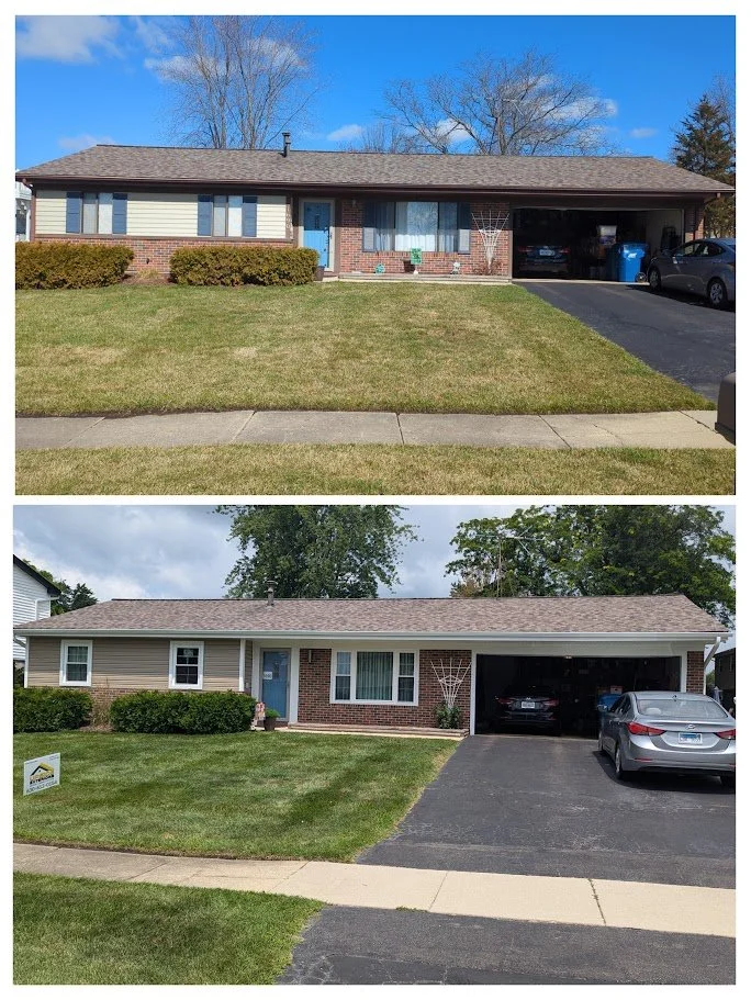 Exterior remodeling before and after on a suburban home