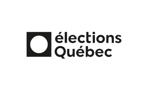 Logo d'Élections Québec avec un cercle noir et le texte 'élections Québec' en dessous.