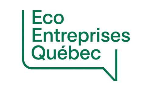 Logo du label Eco Entreprises Québec avec texte vert et lignes de délimitation