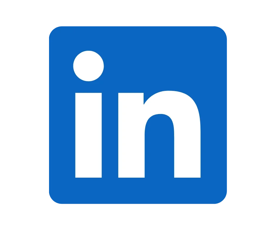 Logo bleu avec le texte blanc "in"