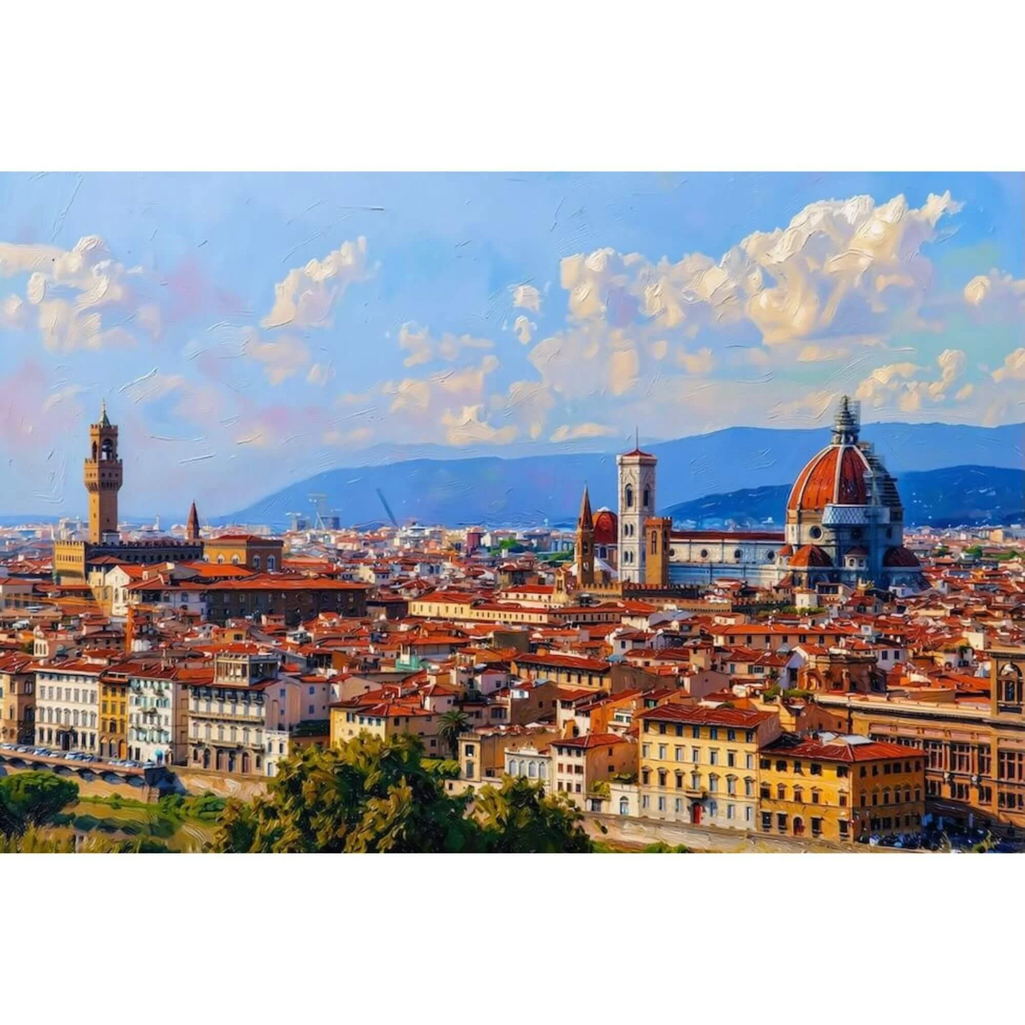 Florence Italy Cityscape Oil Stretched Canvas Print