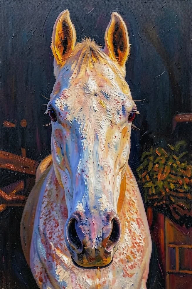 white horse oil art