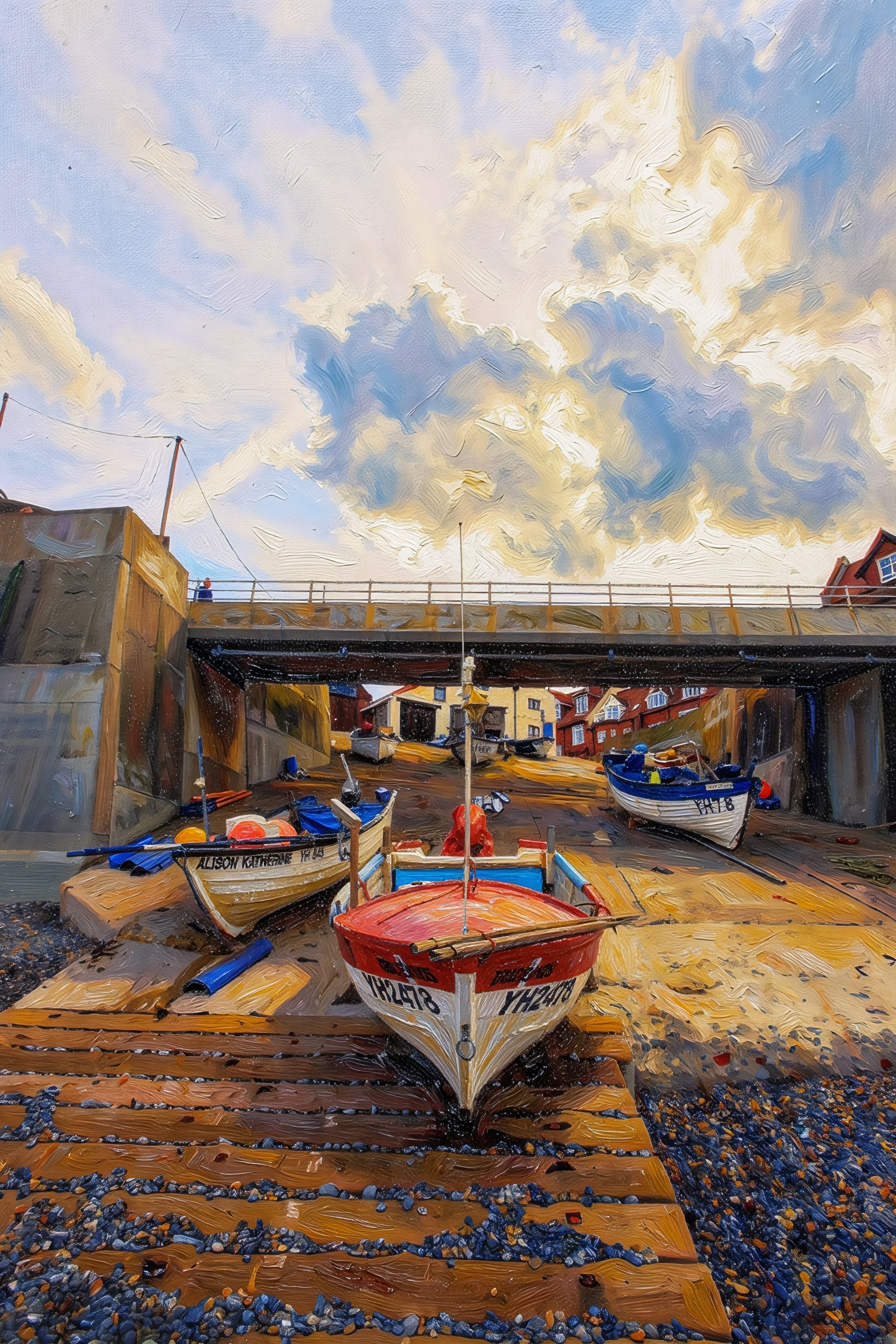 oil sheringham boats art