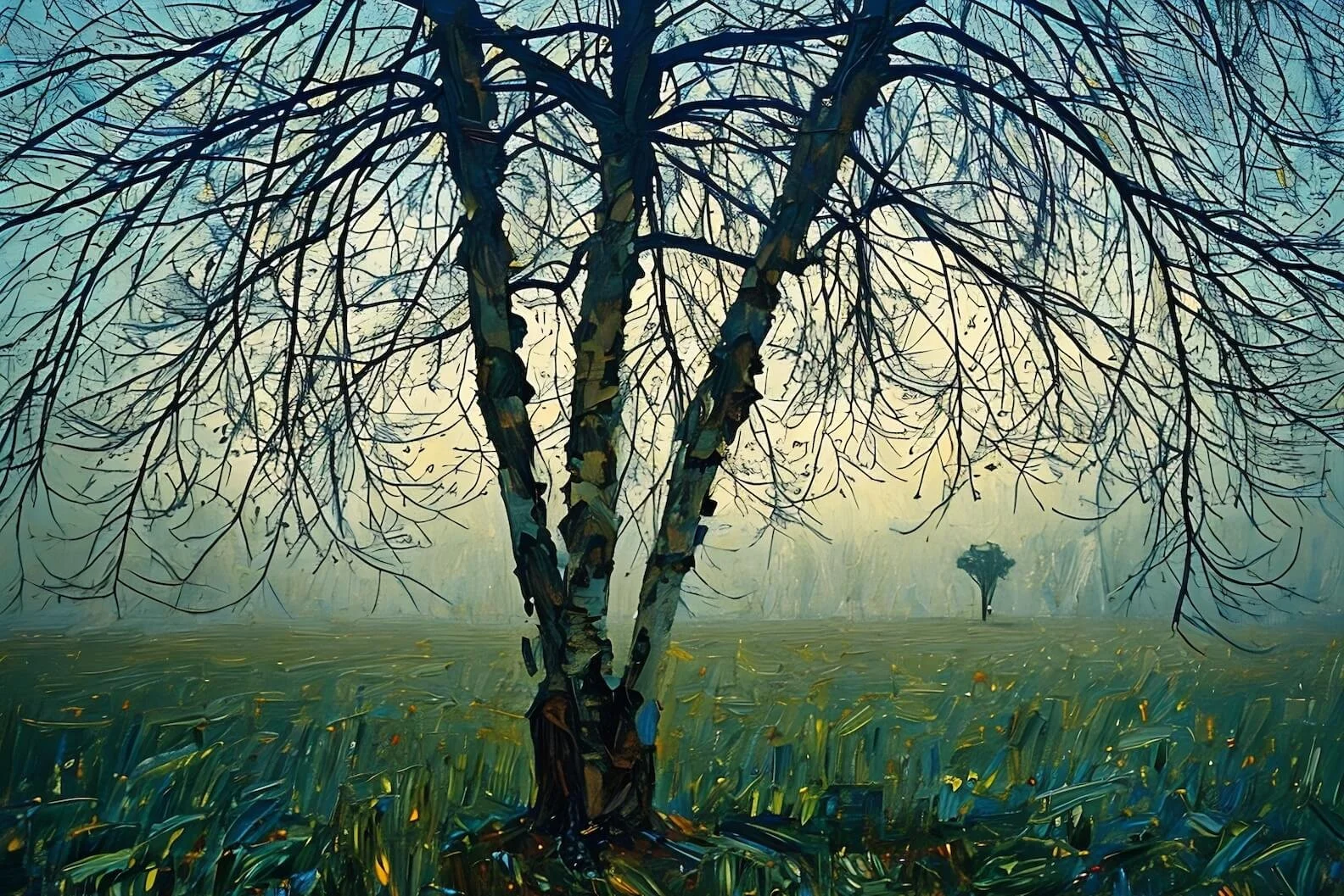 Birch tree oil art