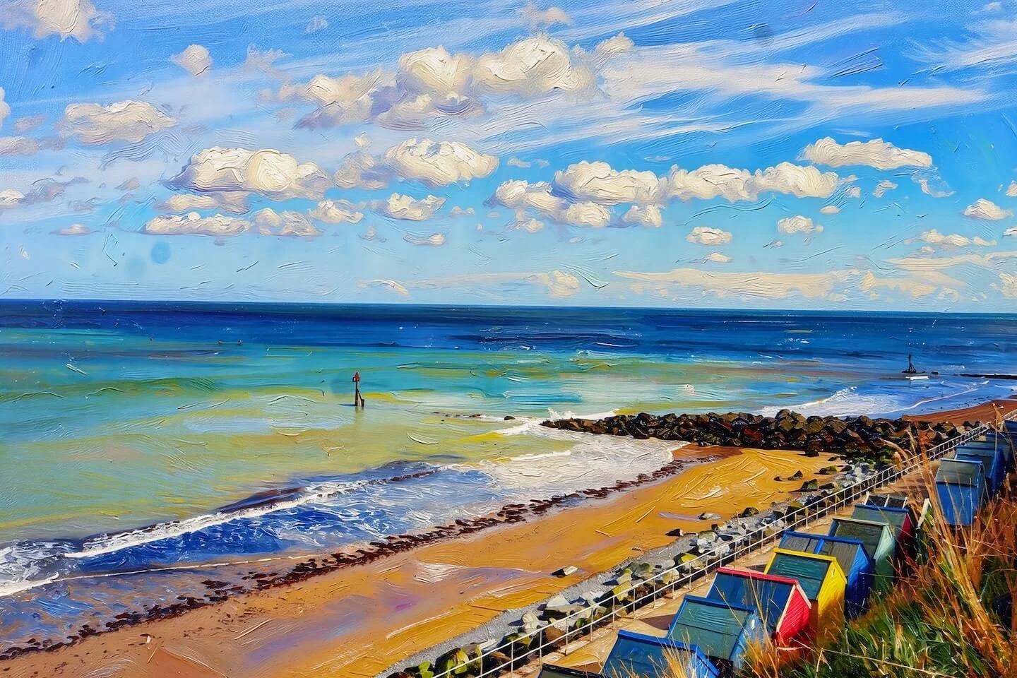 mini sheringham beach scene with boat houses