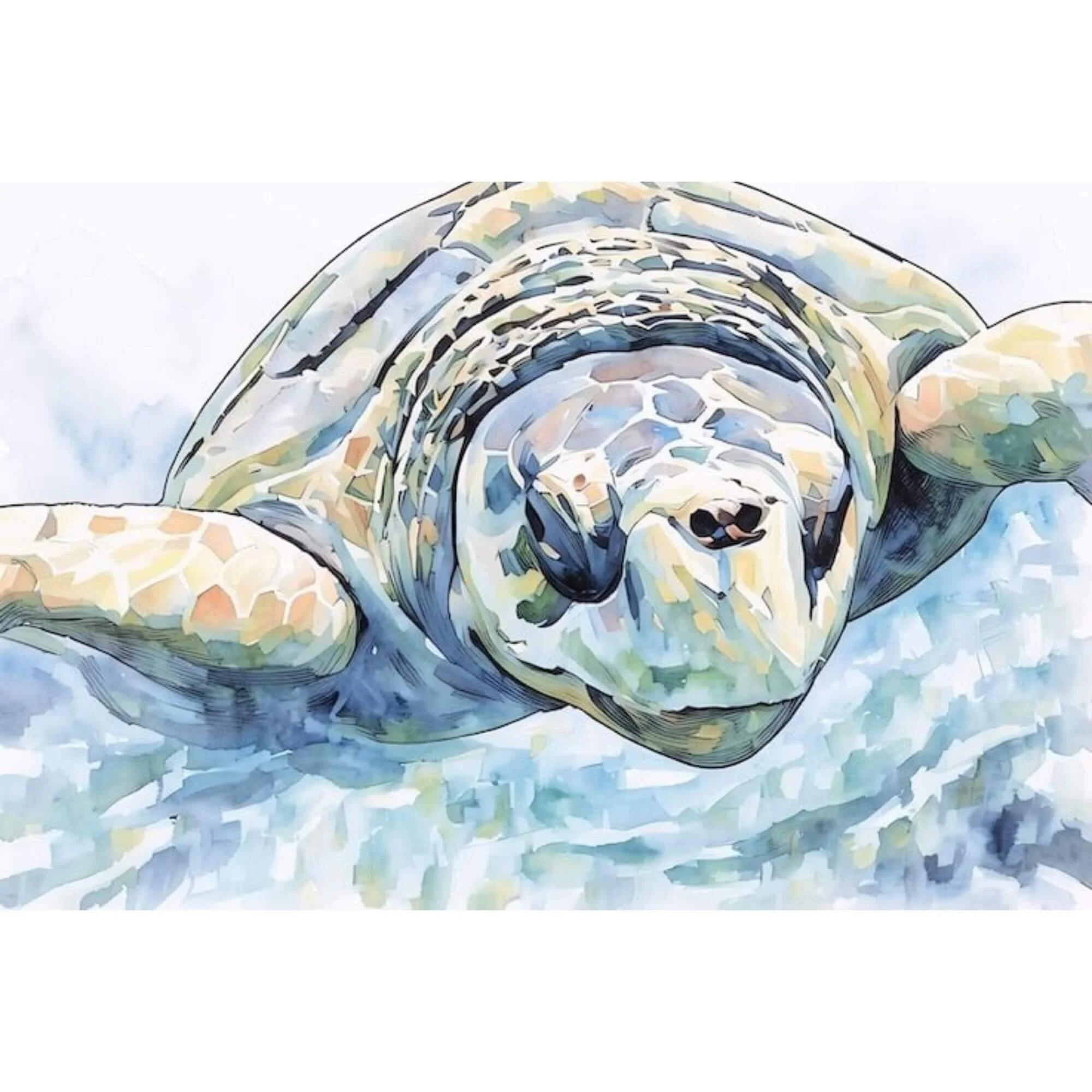 Virginia Beach sea turtle marine wildlife canvas print by Whysall World, premium fine art ocean landscape watercolor painting wall decor on gallery wrap canvas.
