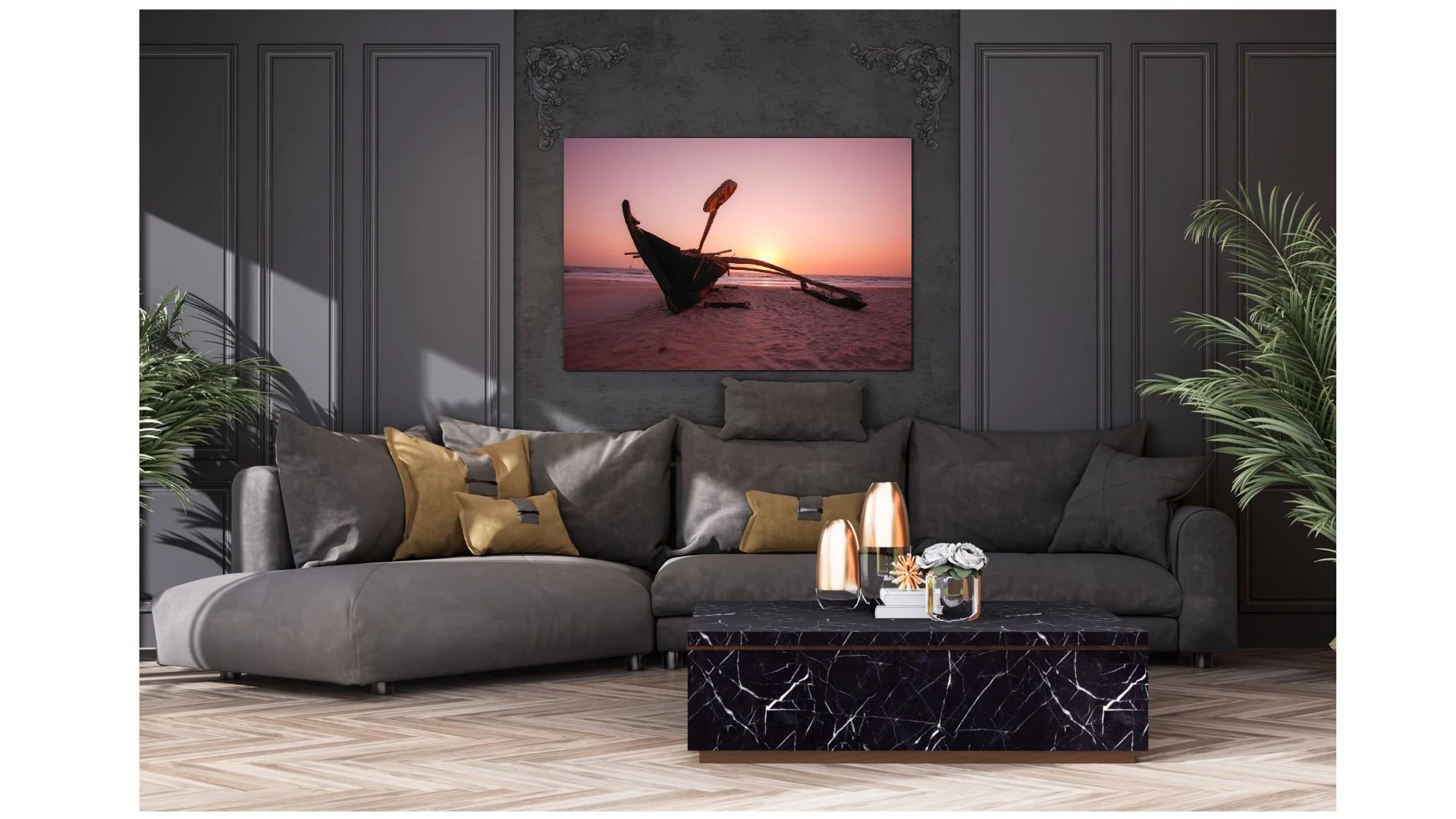 Golden Hour in Mumbai — Traditional Outrigger Boat Fine Art Print