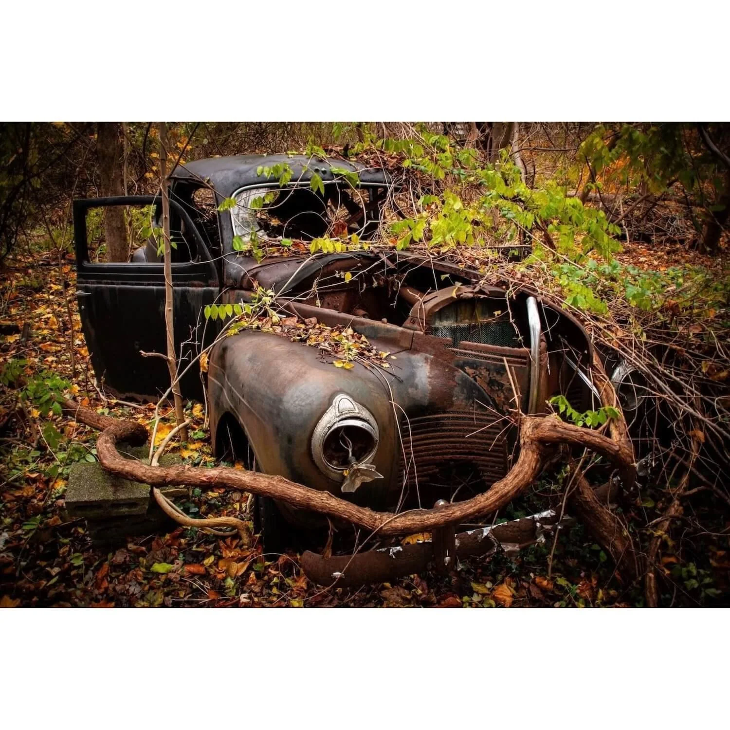 Abandoned Plymouth Car Vintage ine art photography print by Whysall World, 300 DPI high resolution wall decor on 300 GSM archival paper