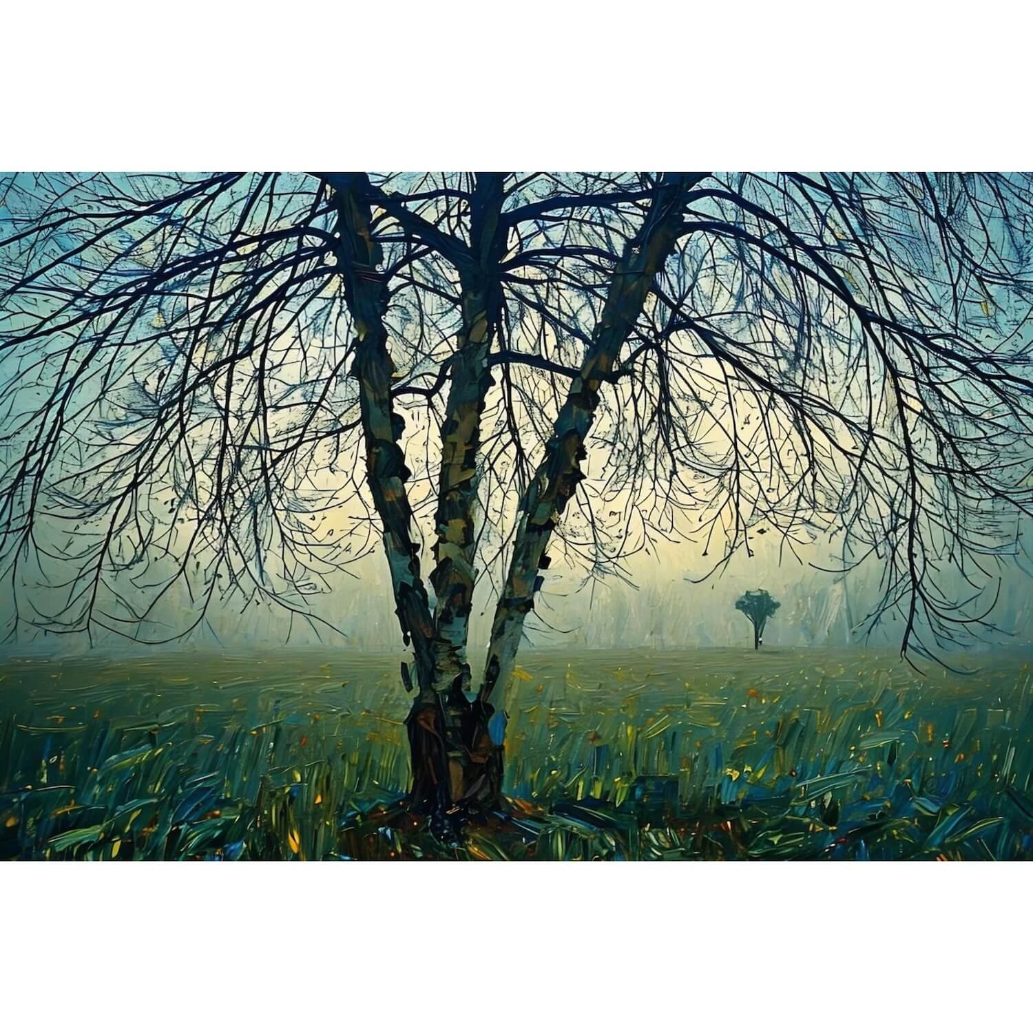 Birch Tree in Fog Canvas Gallery Wrap Art