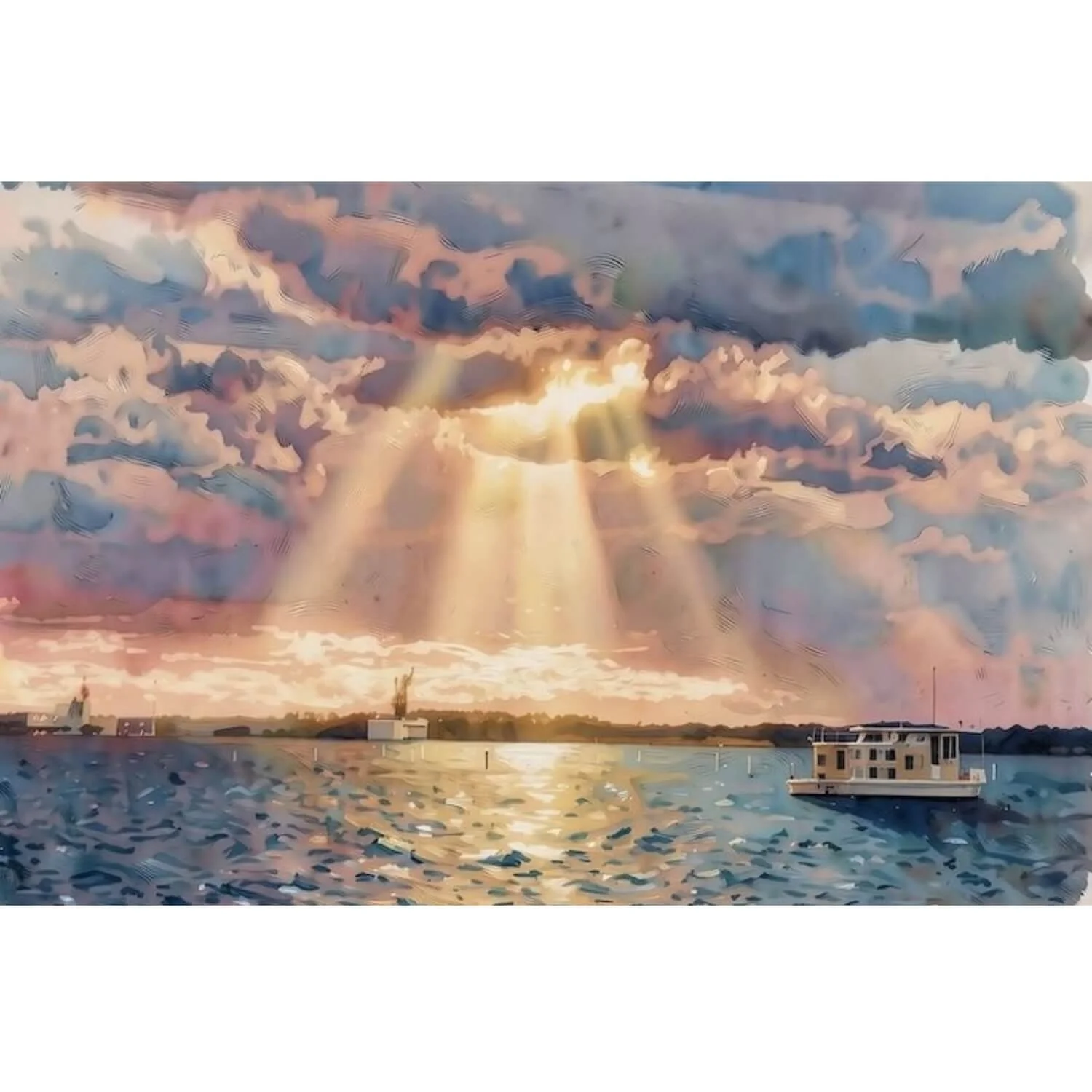 Assateague Virginia coastal sunrise sunbeams canvas print by Whysall World, premium fine art ocean coastline landscape wall decor on gallery wrap canvas.