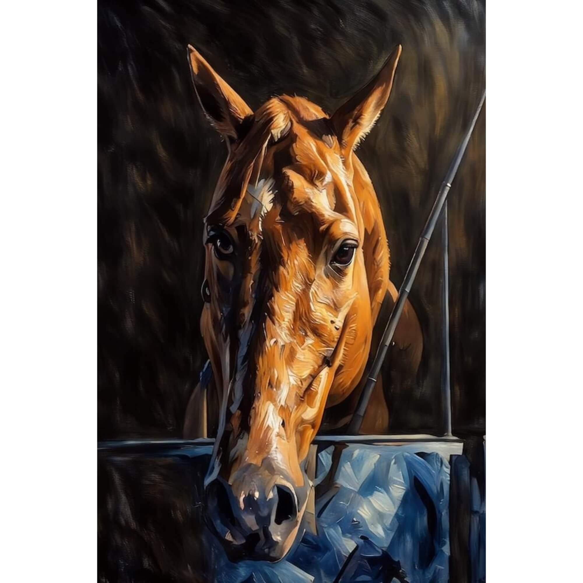 Chestnut Horse Oil Painting Canvas Print – Rustic Equestrian Wall Art by Whysall World