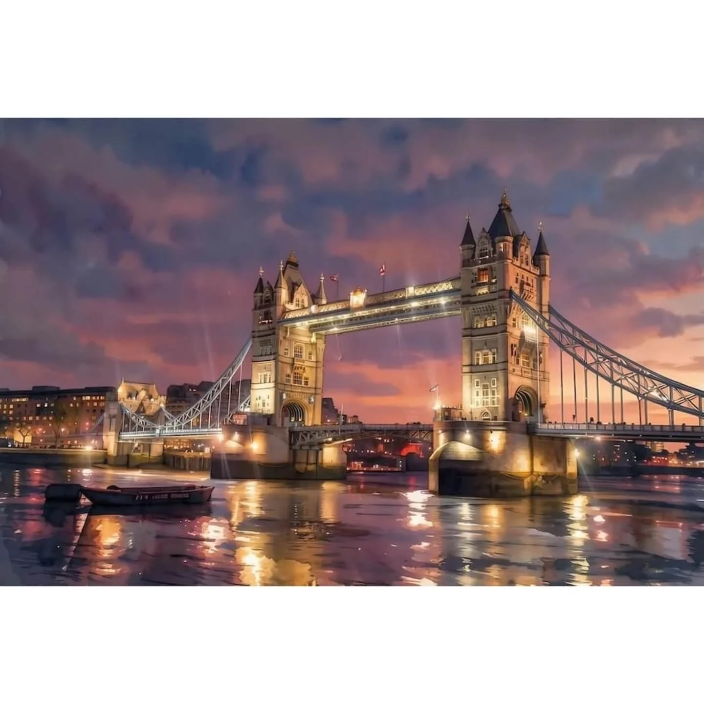 London Tower Bridge Twilight Serenade – Wide Gallery Wrap Canvas