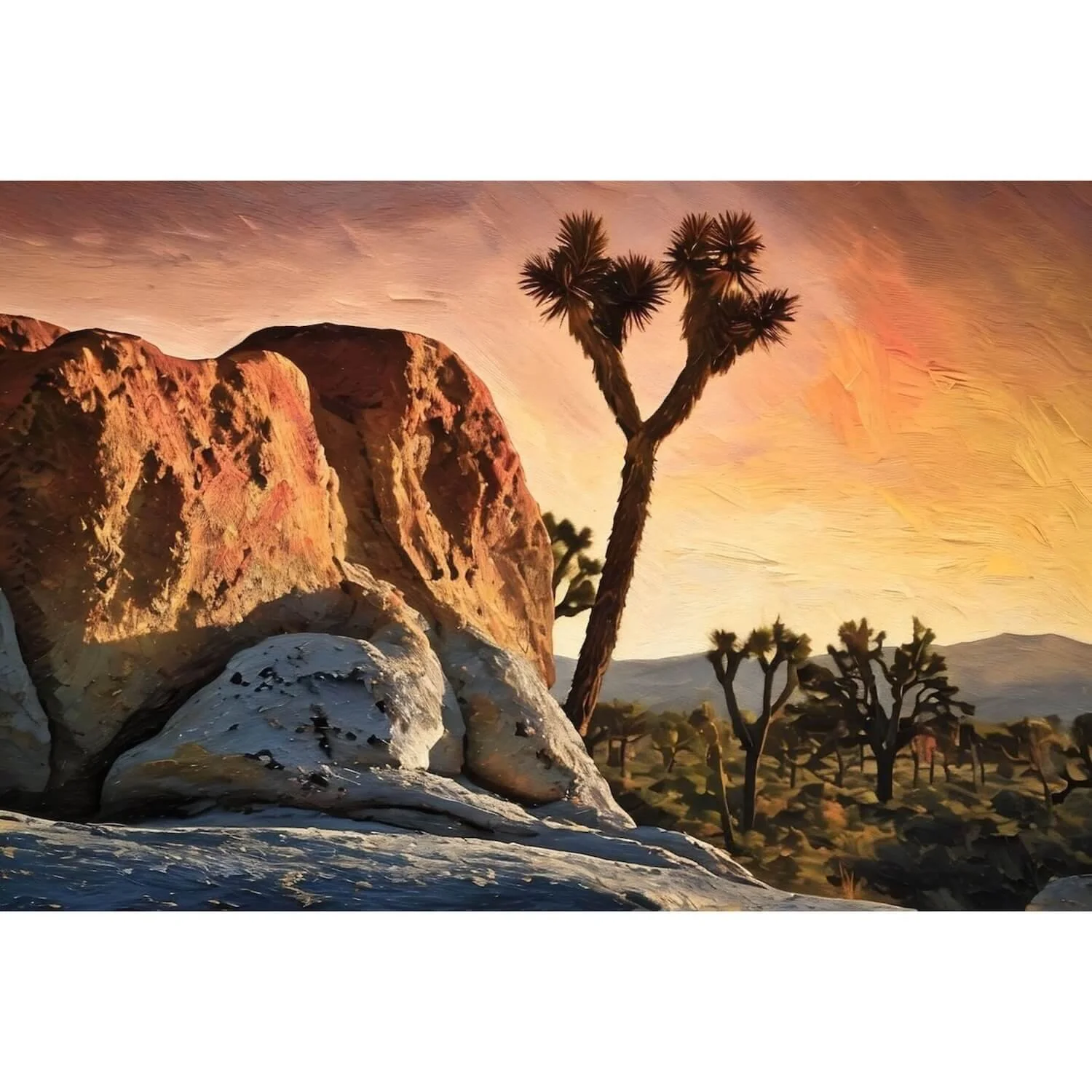 Elephant Rock at Sunset Fine Art Canvas Print – Joshua Tree National Park Wall Decor