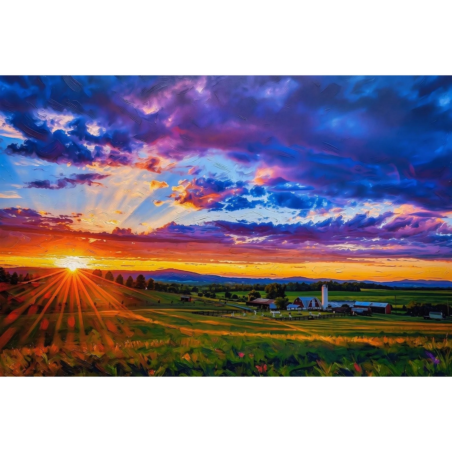 Jefferson Maryland Farmhouse Canvas Print | Country Sunset Fine Art | Whysall World