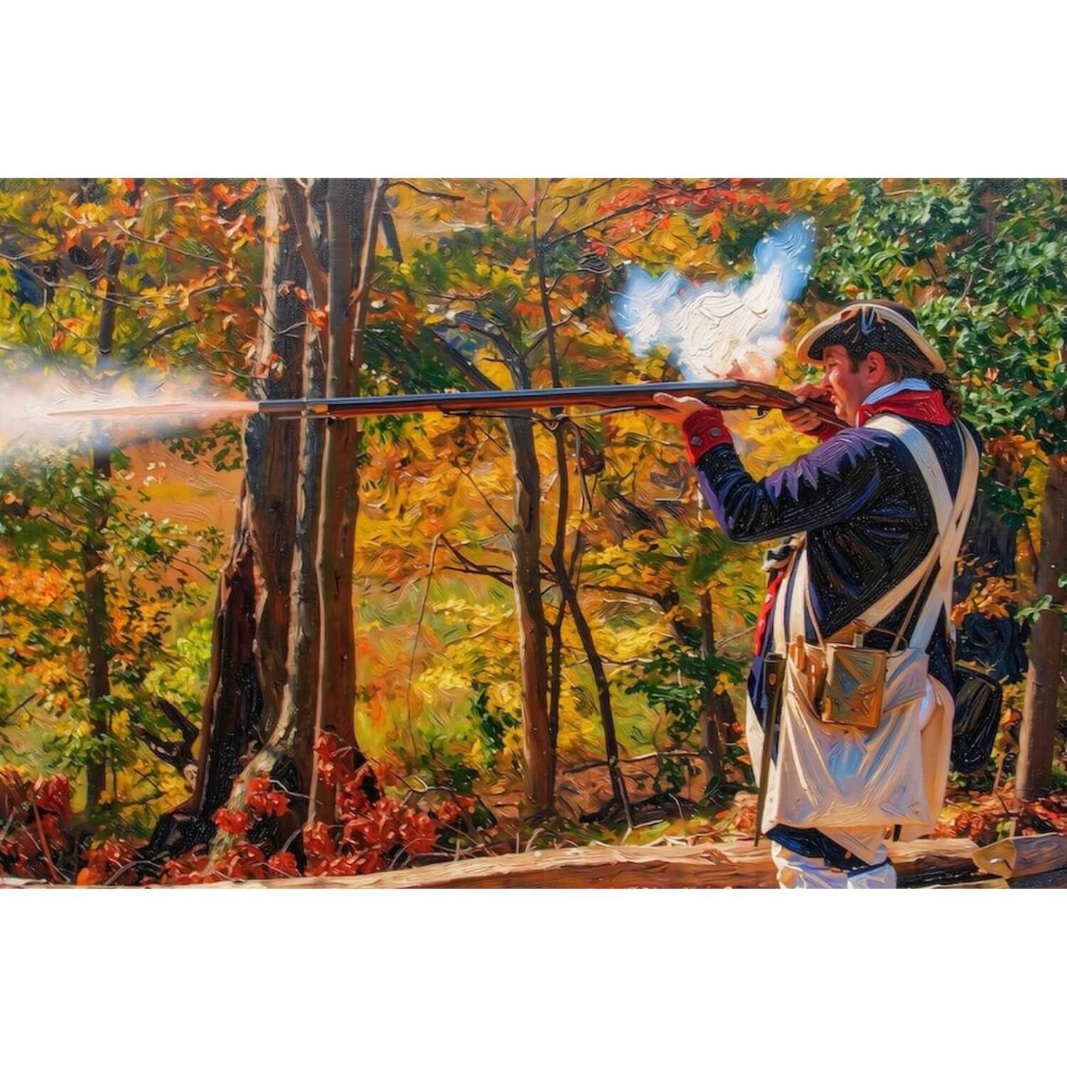 Jamestown, Virginia Revolutionary War soldier oil-style canvas