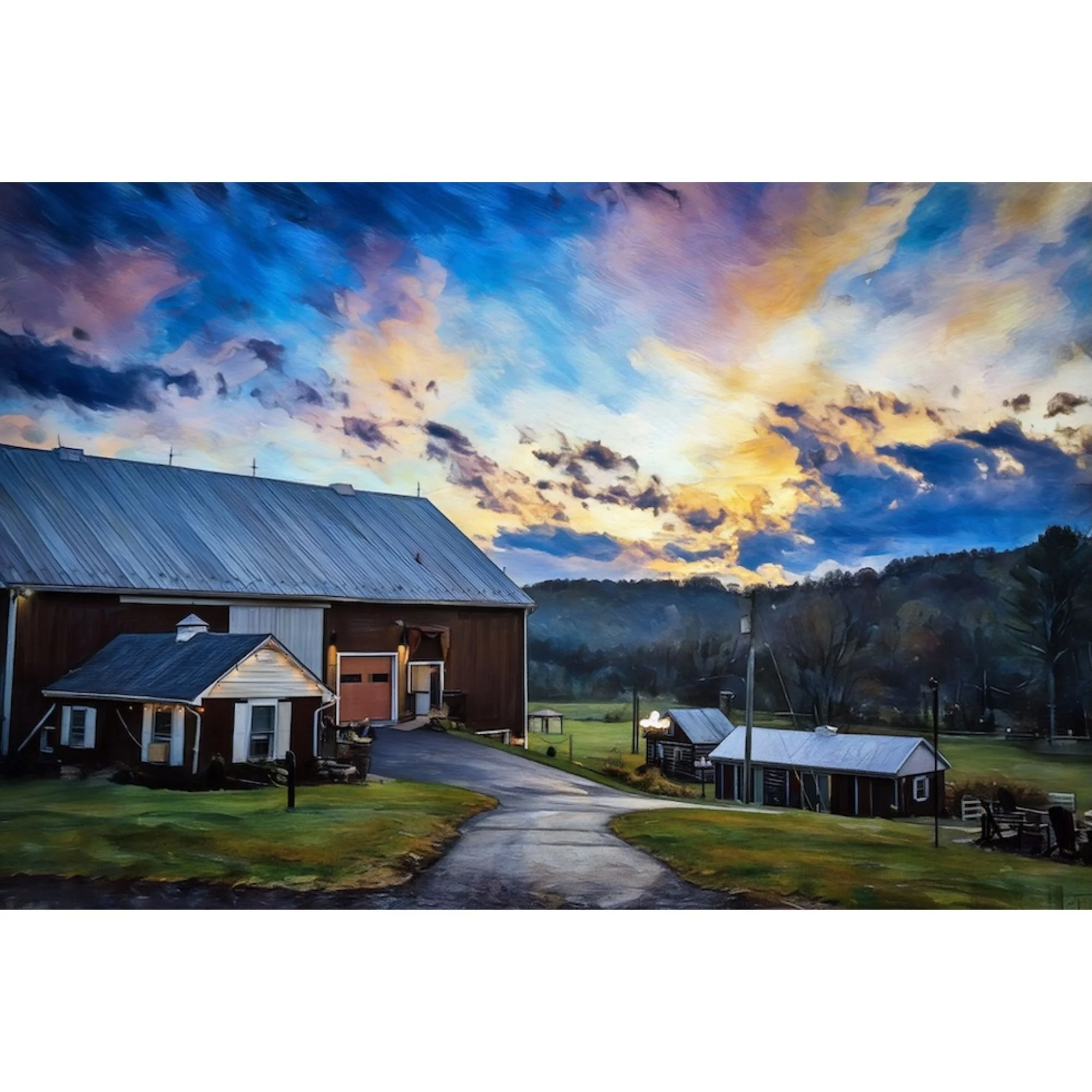 Ostertag Vistas Canvas Print - Rustic Barn Oil Painting Wall Art - Myersville MD Countryside Decor (Free Shipping)