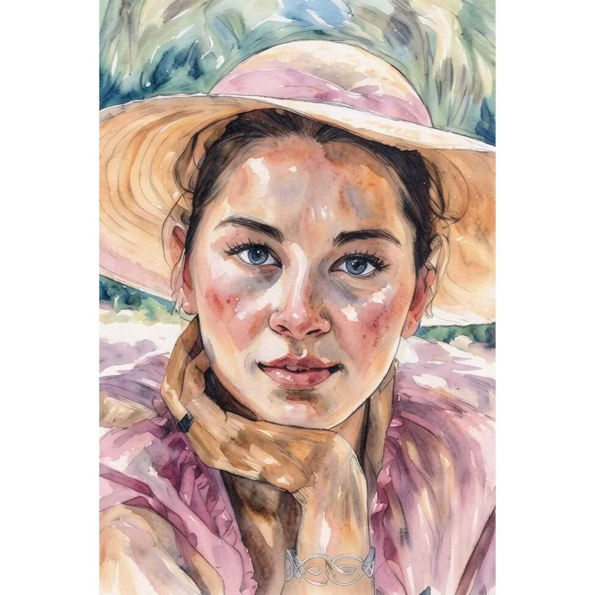 Jamestown Virginia Woman Bonnet Watercolor