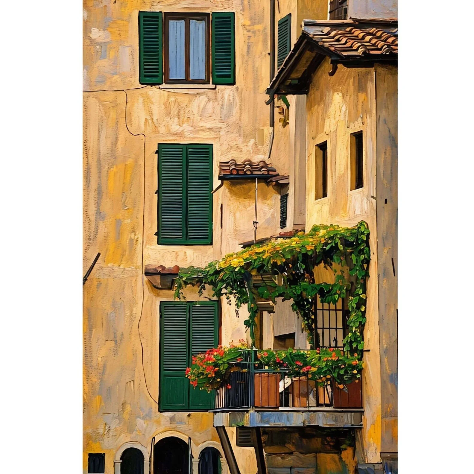 Italian Balcony Oil-Style Canvas Print