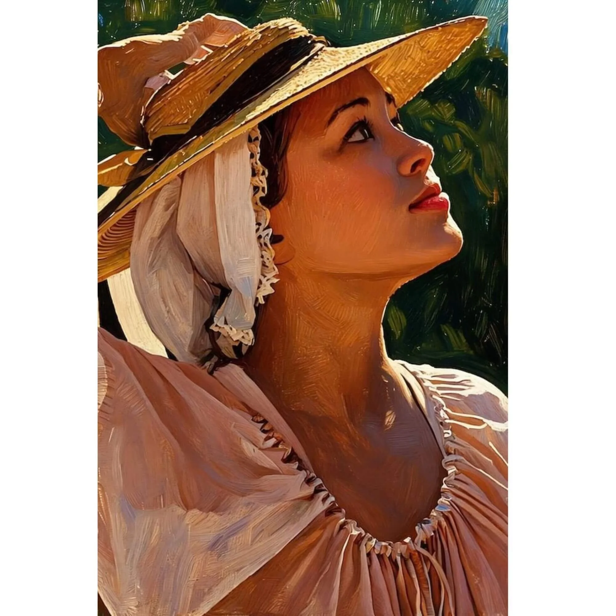 Classical Woman Portrait in Bonnet Oil Print