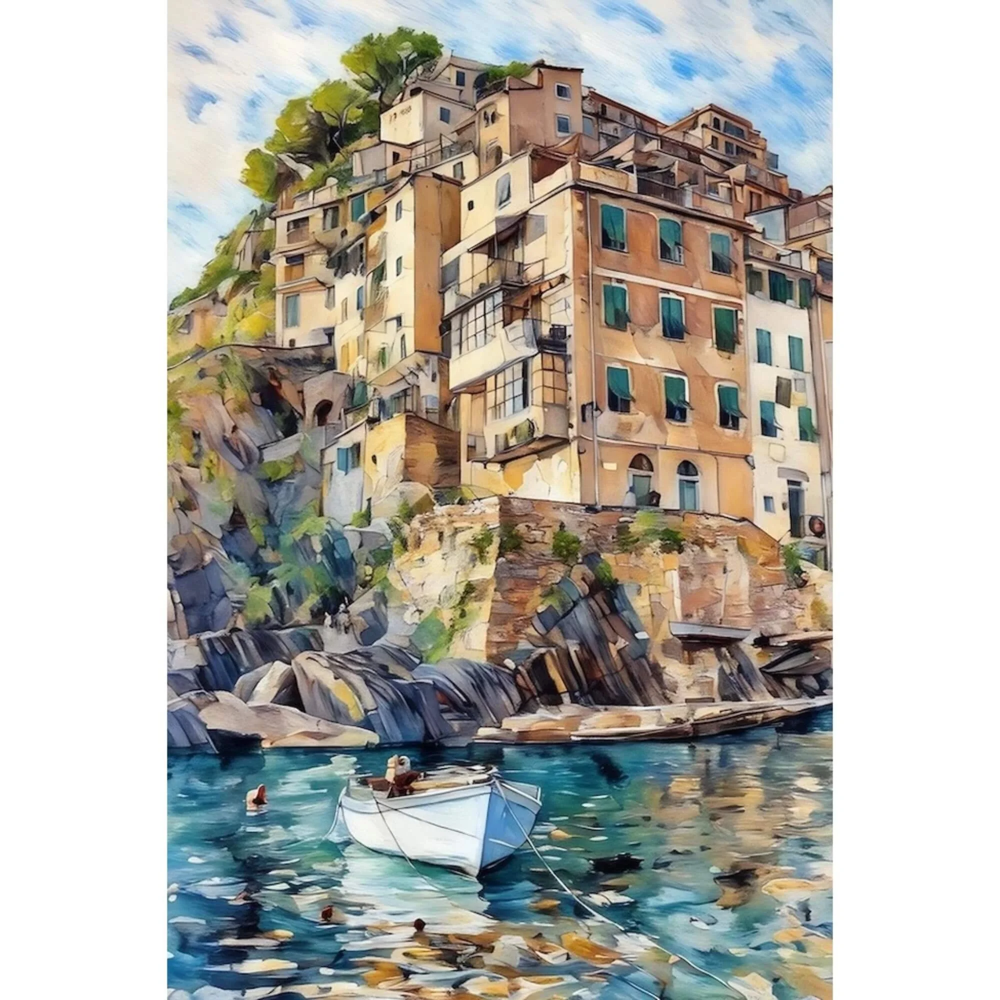 Riomaggiore Coastline – Impressionist Oil Style Gallery Wrap Canvas.jpg