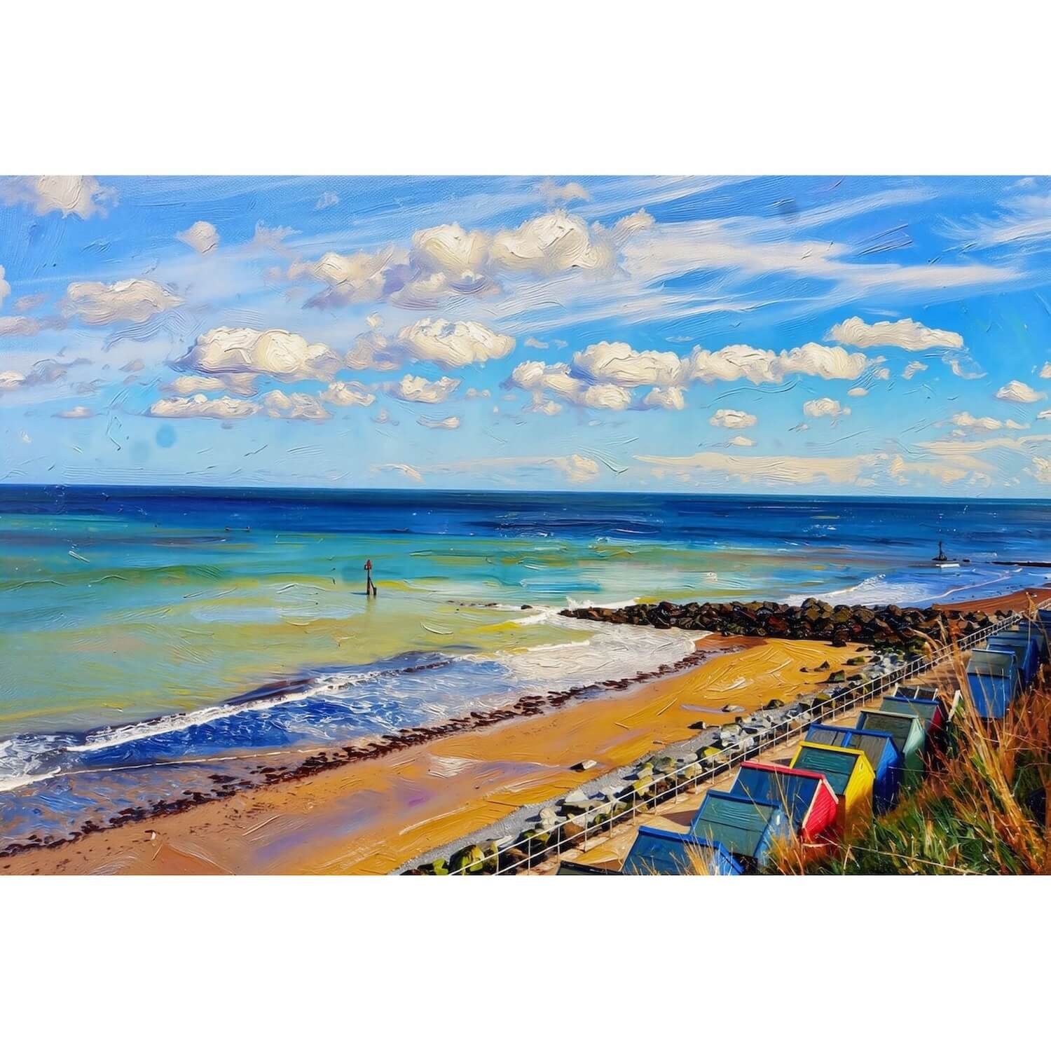Sheringham England Beach Huts with Ocean View Canvas Print