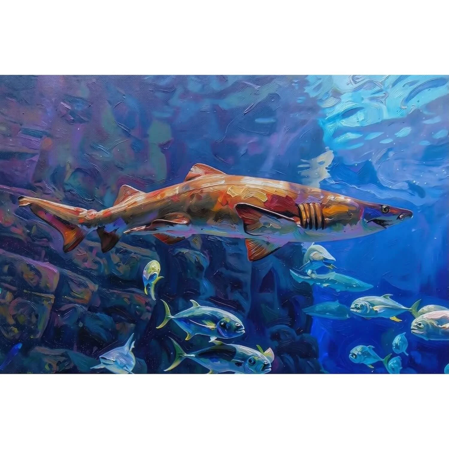 Virginia Beach aquarium shark marine wildlife canvas print by Whysall World, premium fine art ocean landscape oil painting wall decor on gallery wrap canvas.