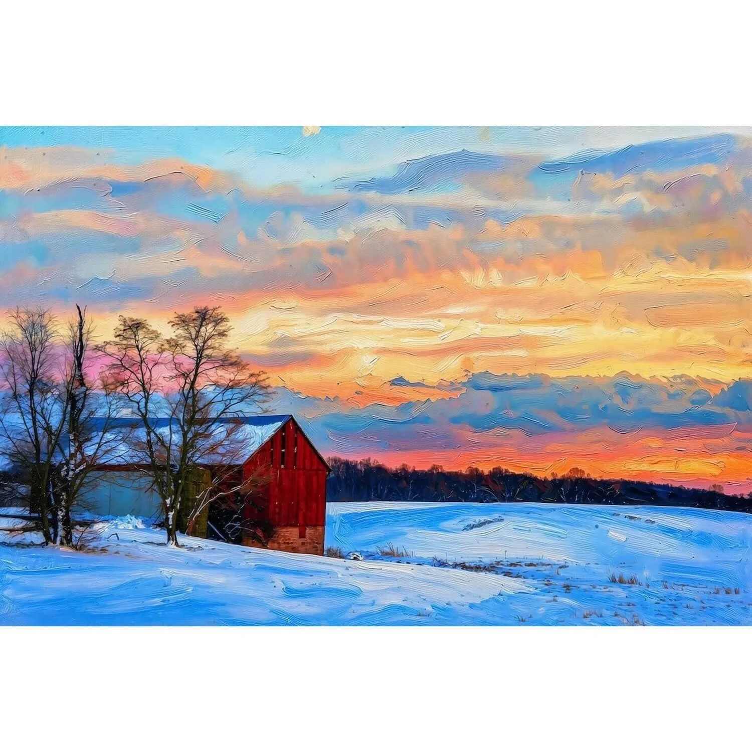 "The Winter Homestead" – Brunswick MD Red Barn Gallery Wrap Canvas
