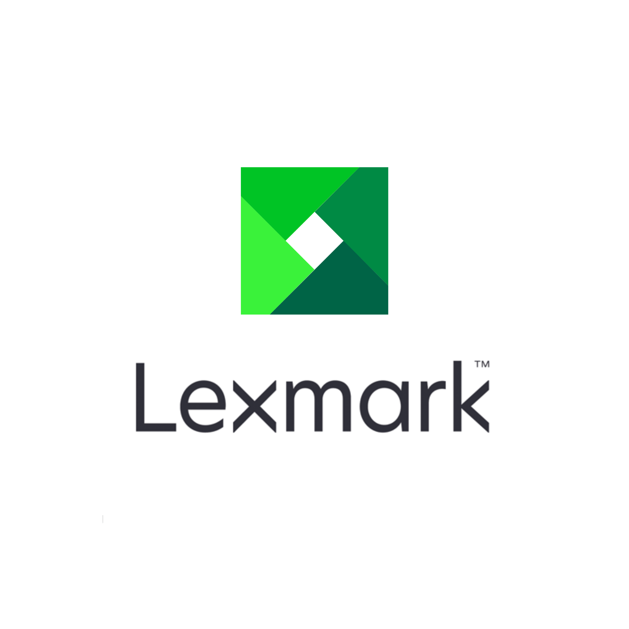 Lexmark logo in black and green with the company name in black text underneath.