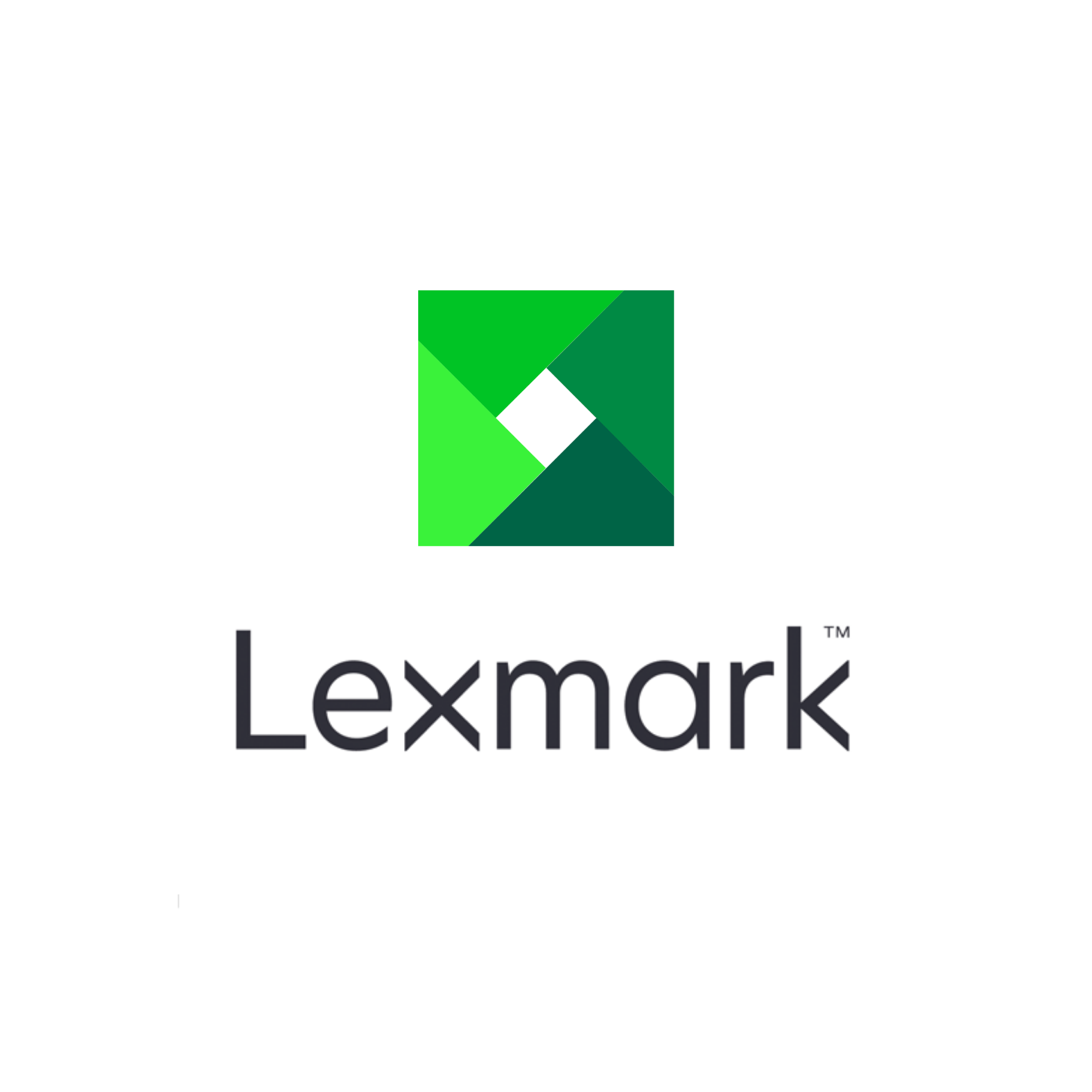 Lexmark logo with a stylized green and white square above the text 'Lexmark' in black.
