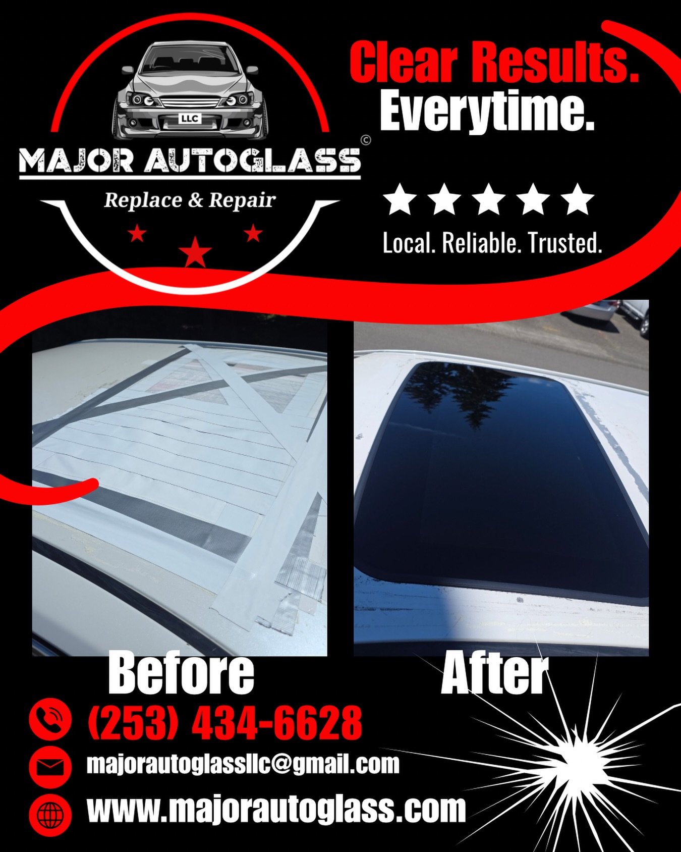 ☀️ Did you know we replace more than just windshields? We also replace damaged or shattered sunroof glass! A cracked or broken sunroof can allow water into your vehicle and compromise your safety, so it&rsquo;s important to have it replaced as soon a