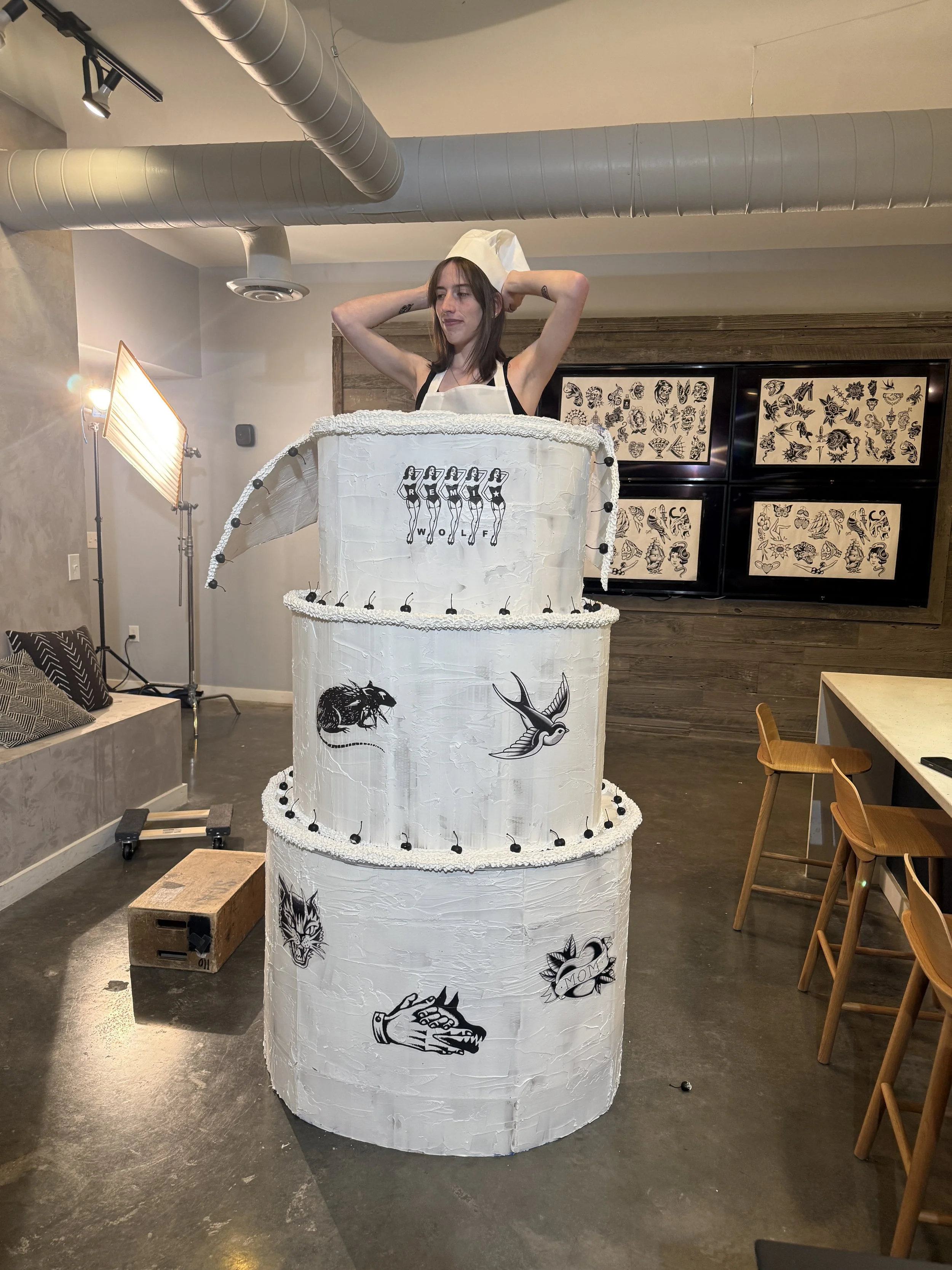 Cake Props:
Cardboard, spackle, printable tattoo paper
(2026)
