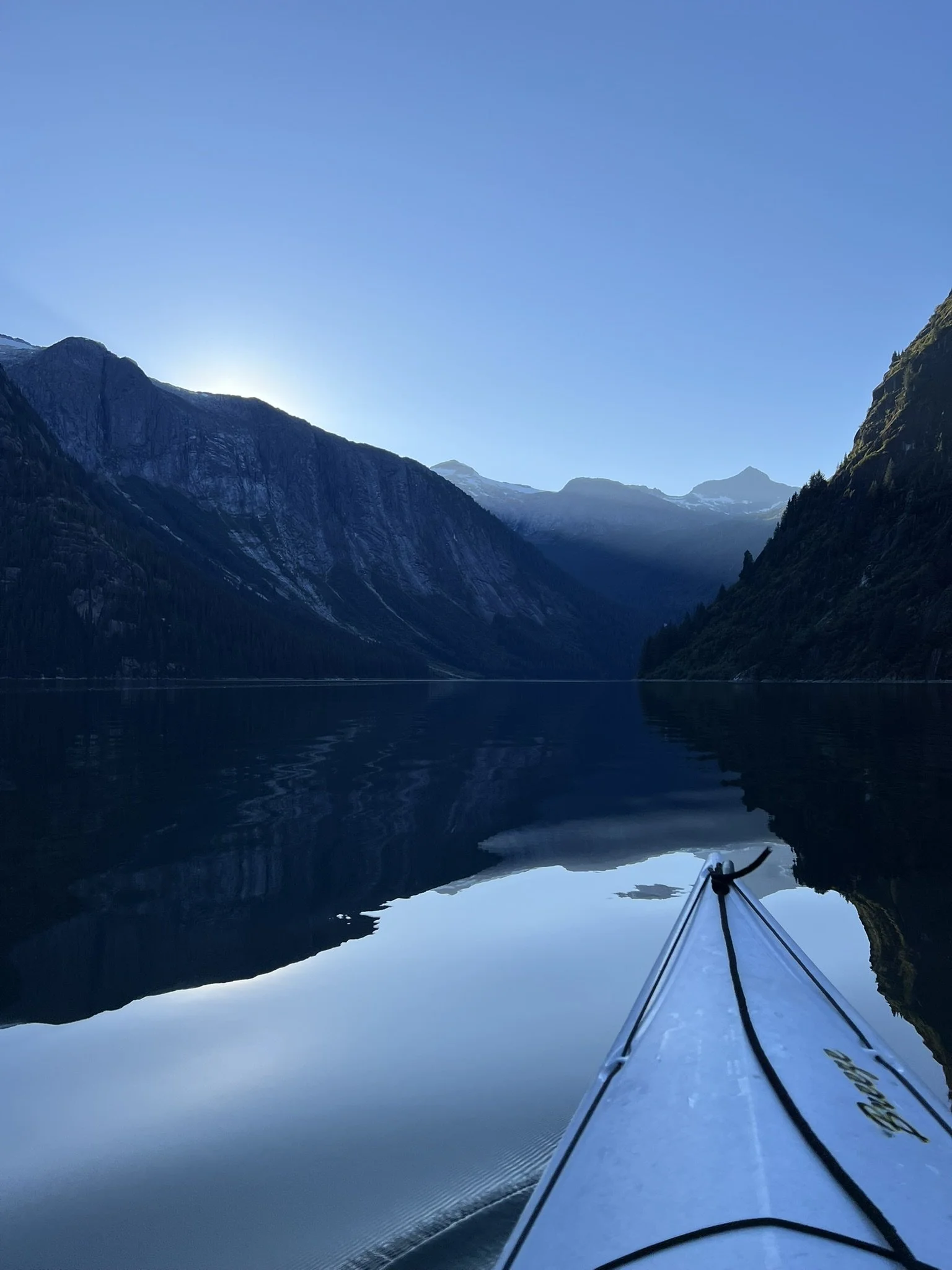 Kayaking on a mountain lake