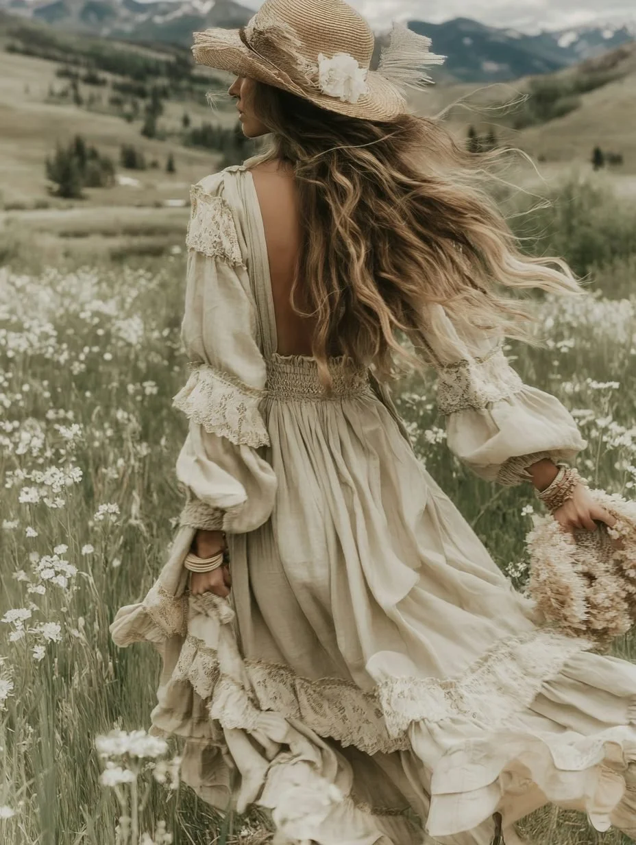 Woman walking through a wildflower field, representing a balanced, non-diet approach to nutrition