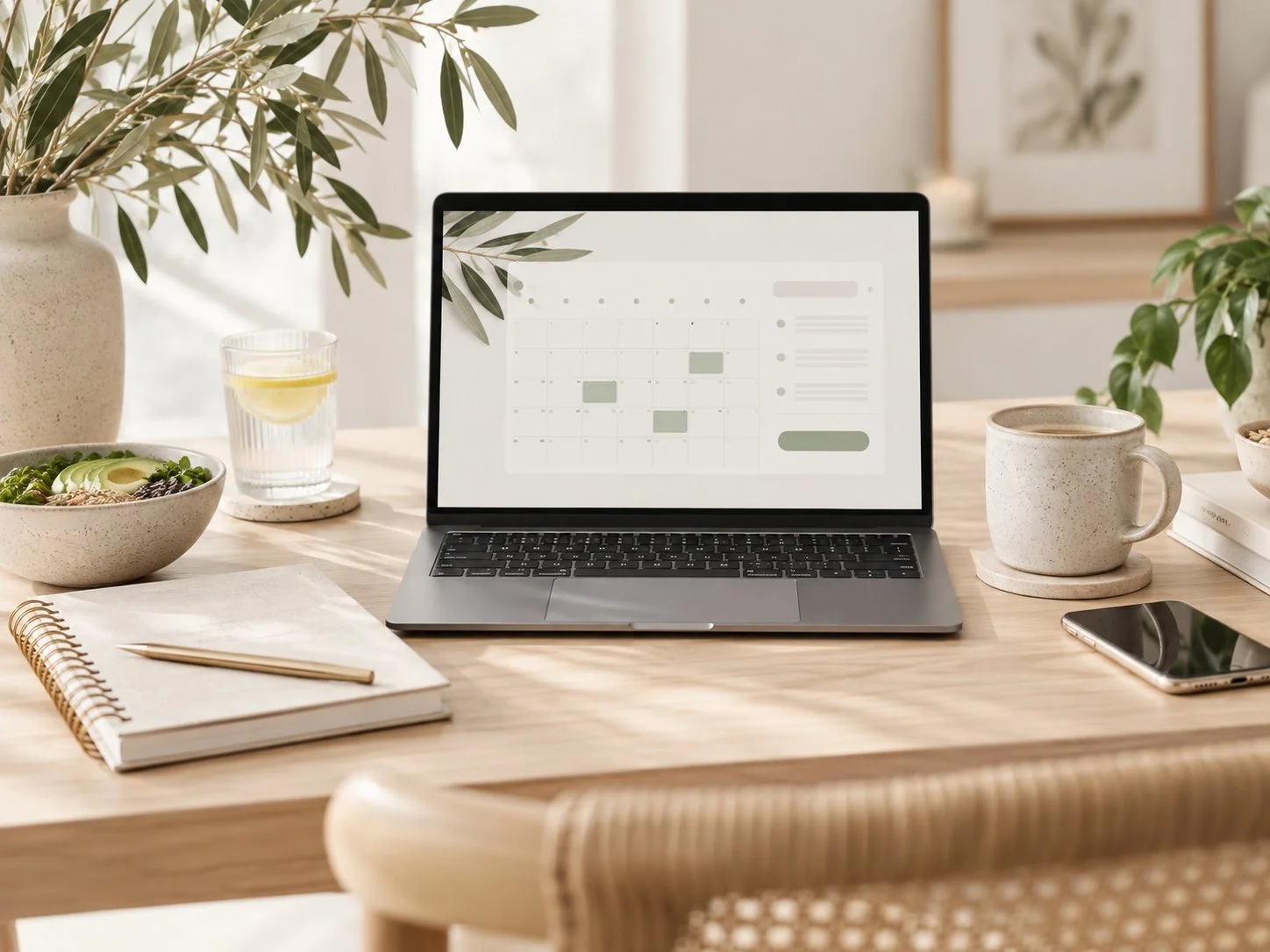 Laptop showing a calendar for booking a virtual dietitian appointment