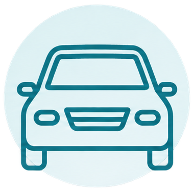Icon of a car inside a circular background.