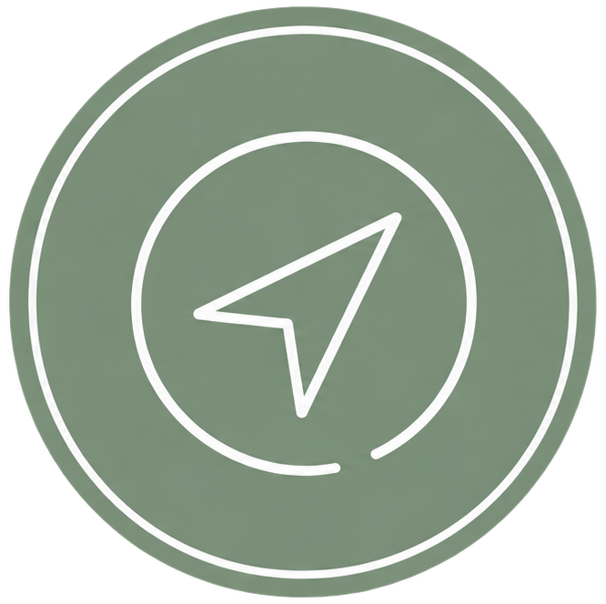 Icon of a compass or navigation arrow inside a circle, representing location or direction.