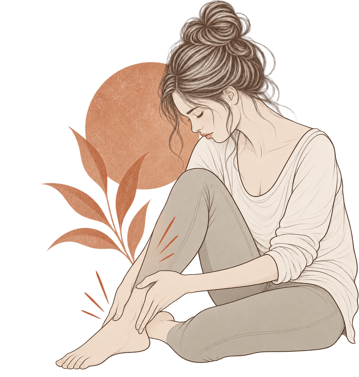 Illustration of a woman experiencing hip, knee or leg pain