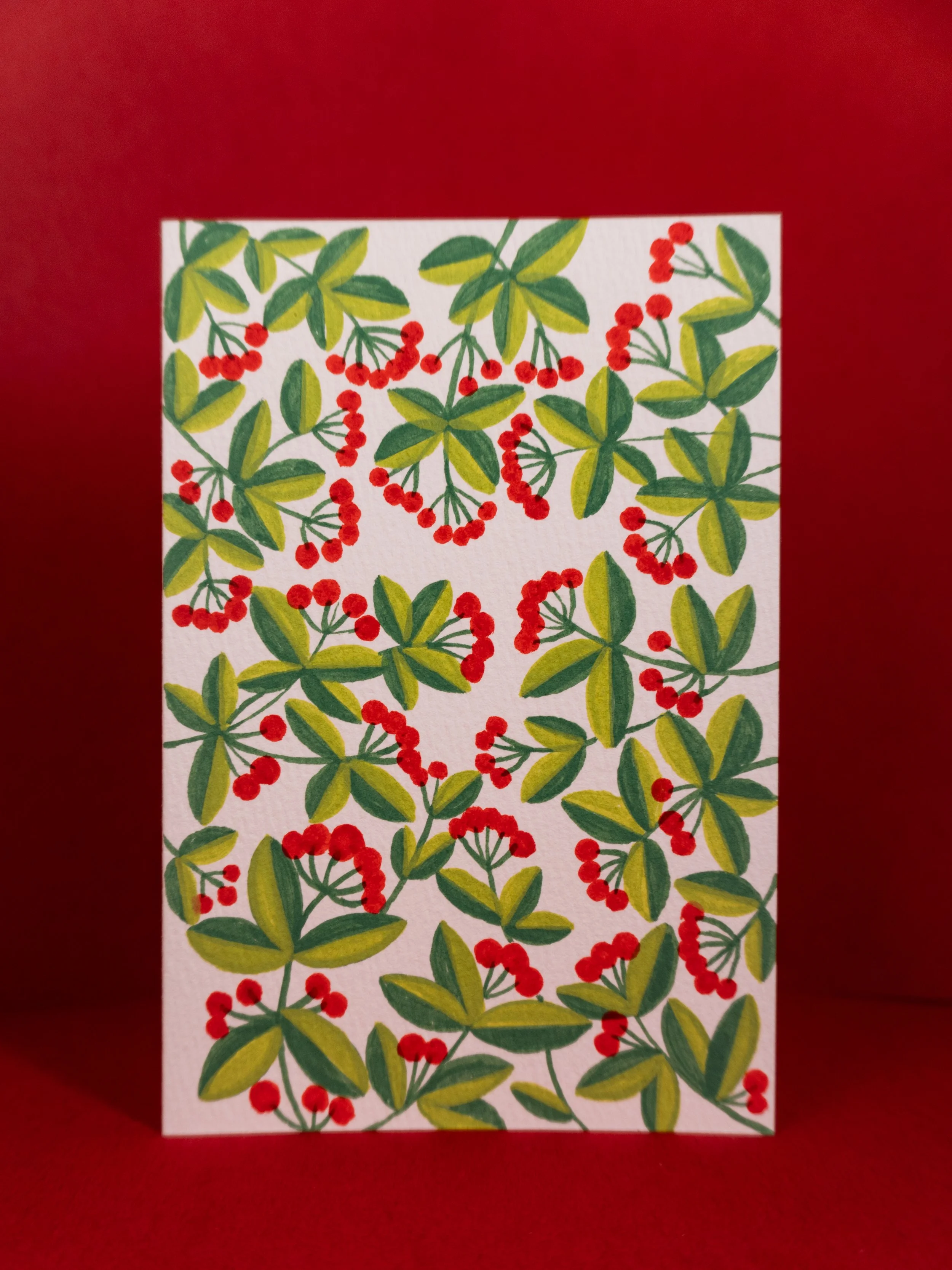 Holiday Foliage #3 original hand-painted card