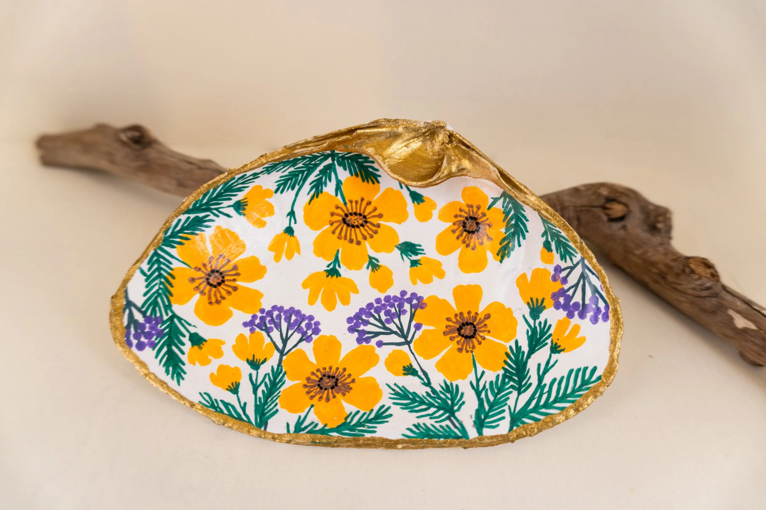 Rani Bagh #2 | Hand-painted Shell Trinket Dish