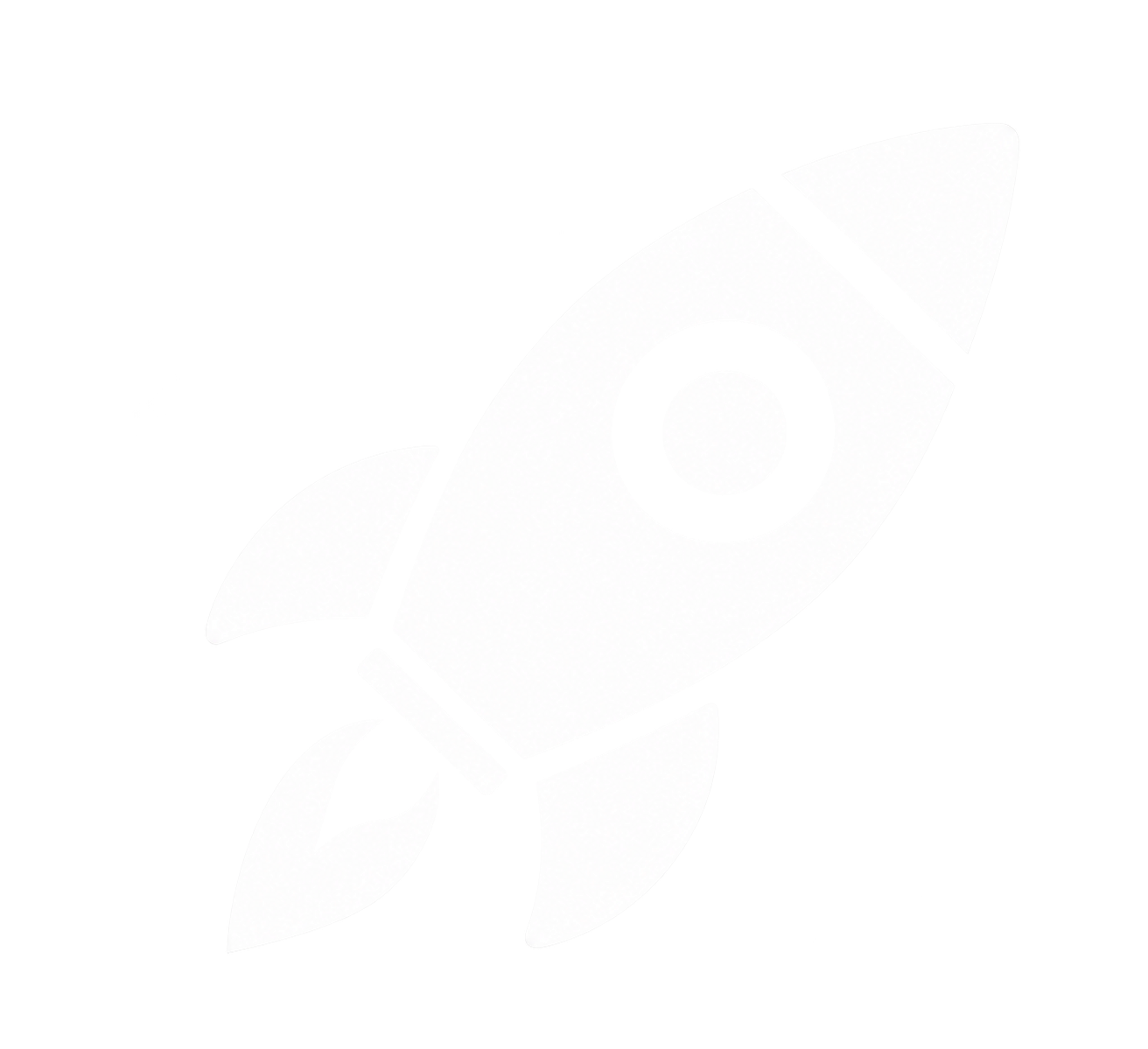 Stylized black and white illustration of a rocket ship with a circular window and fins.