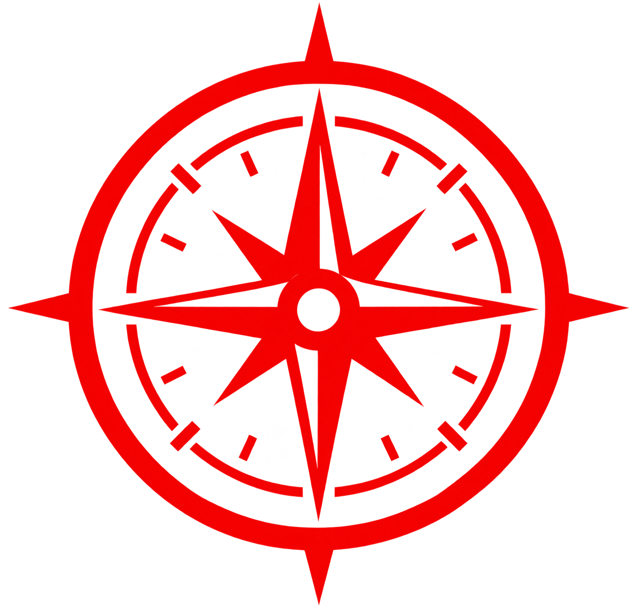 A bright red radar screen with a circular display, showing directional readings and a sweeping beam, against a black background.