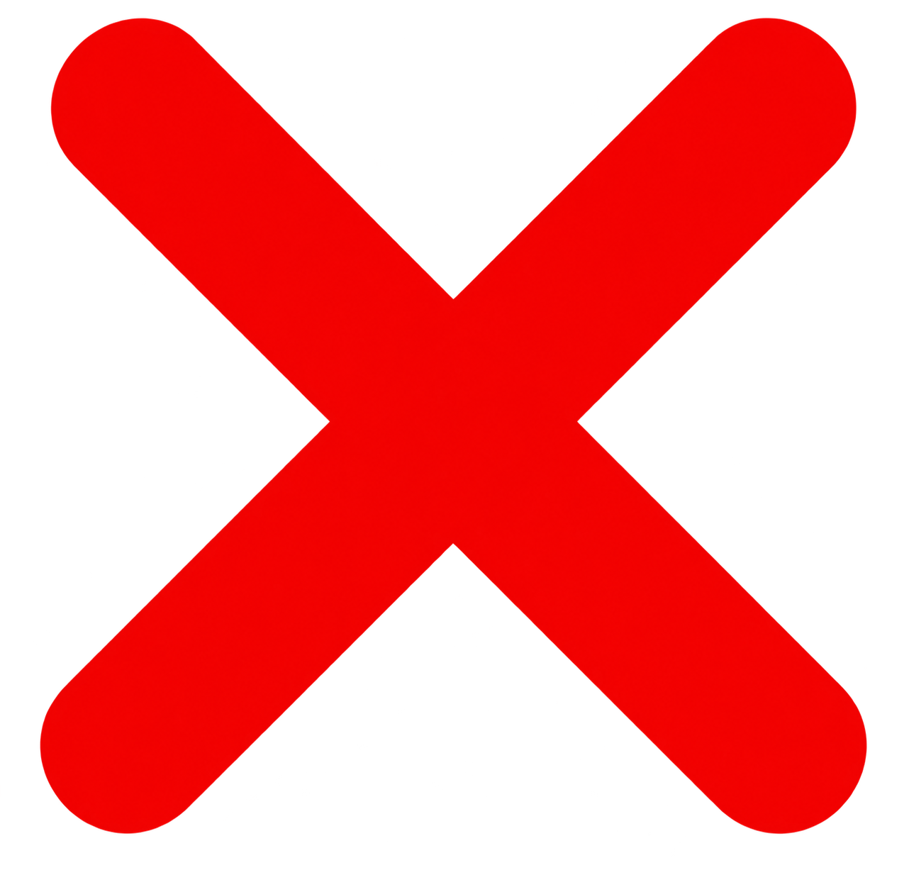 Large red 'X' symbol, commonly used to indicate cancellation or error.