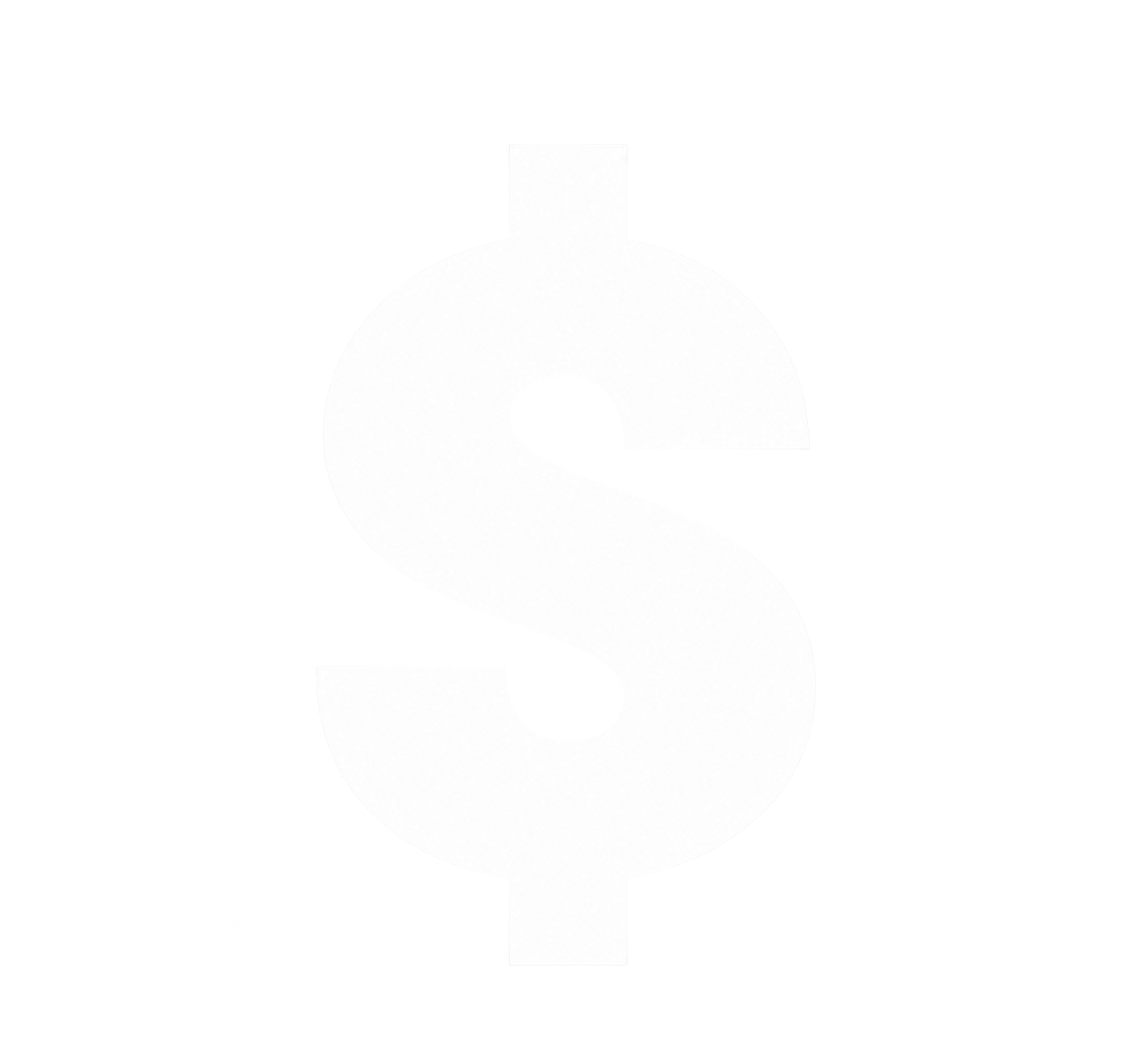 Black and white image of a large dollar sign with some texture or pattern inside.
