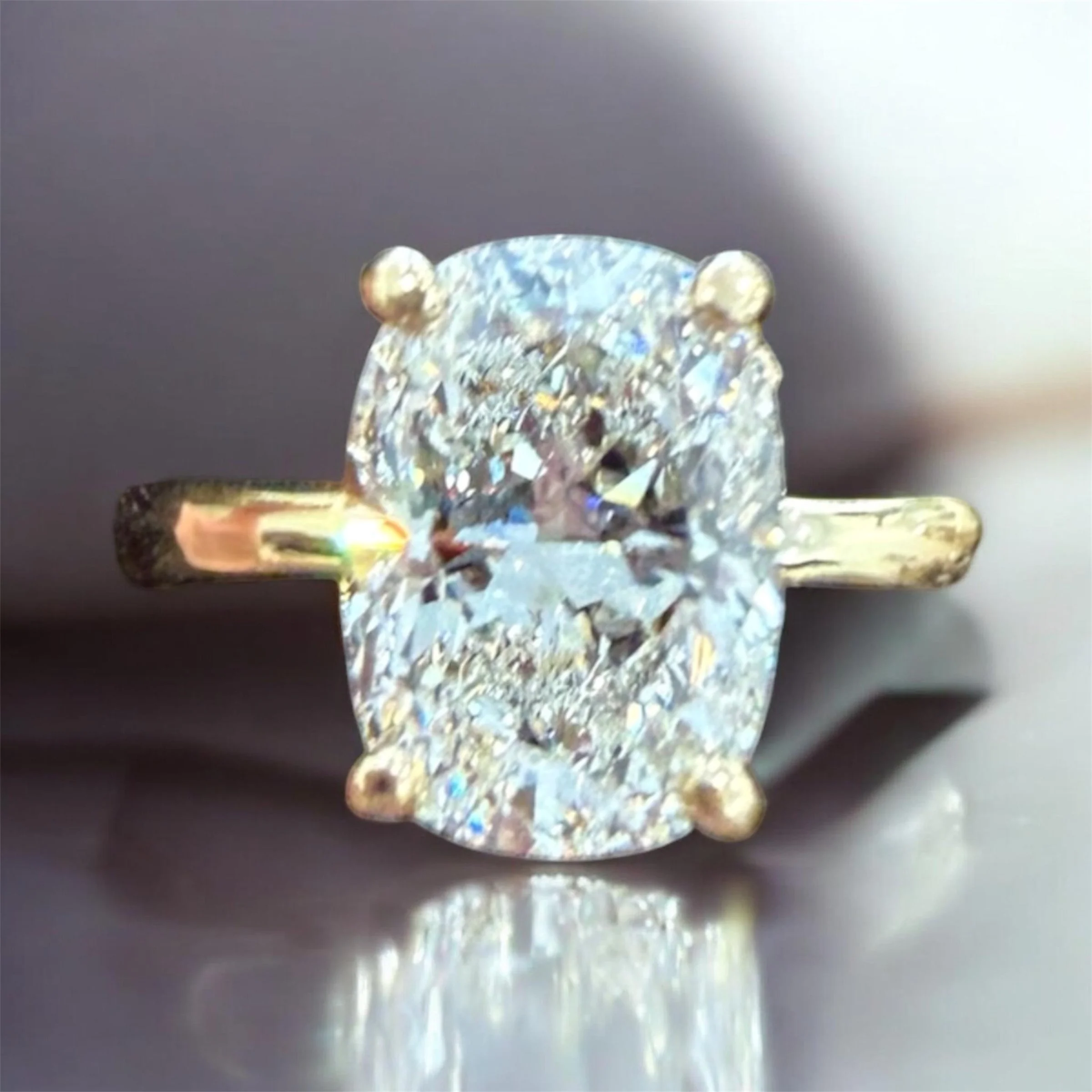 Custom 14K gold 2.75 Carat diamond engagement ring with hidden halo.