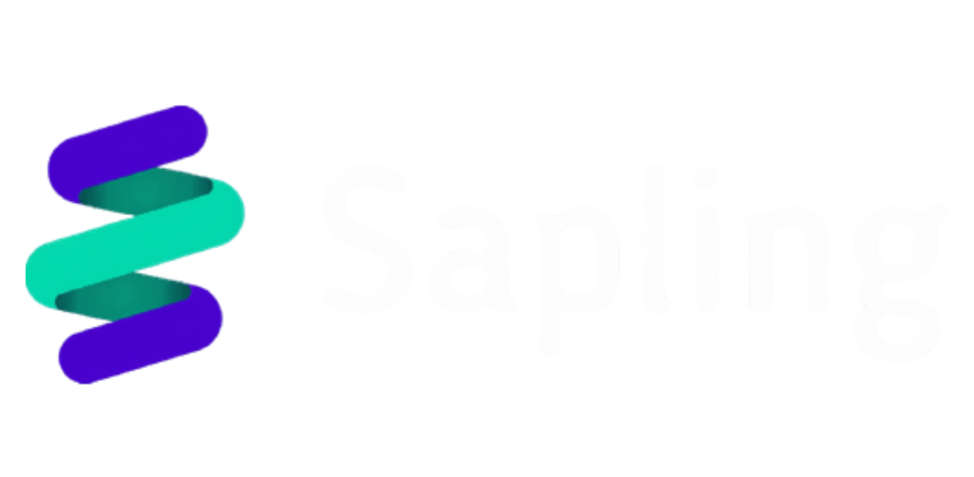 Colorful logo with a 3D spiral shape in shades of purple and teal, followed by stylized text 'Sapling' in white with a pink arrow.