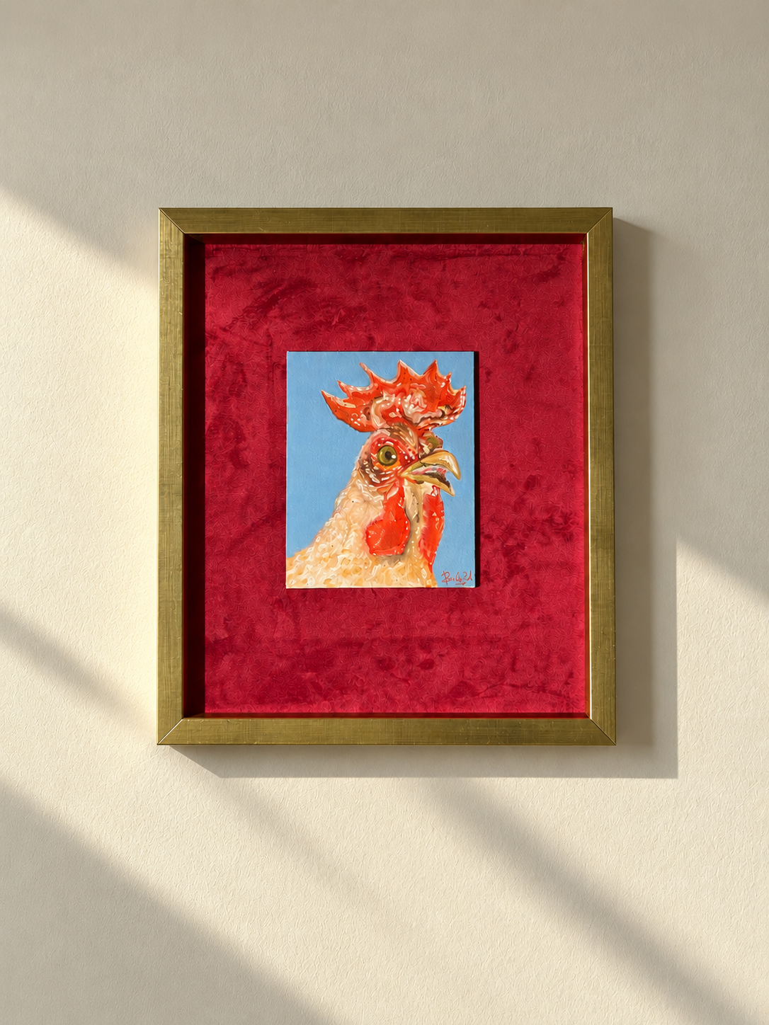 Sunlit Framed Rooster Portrait.png