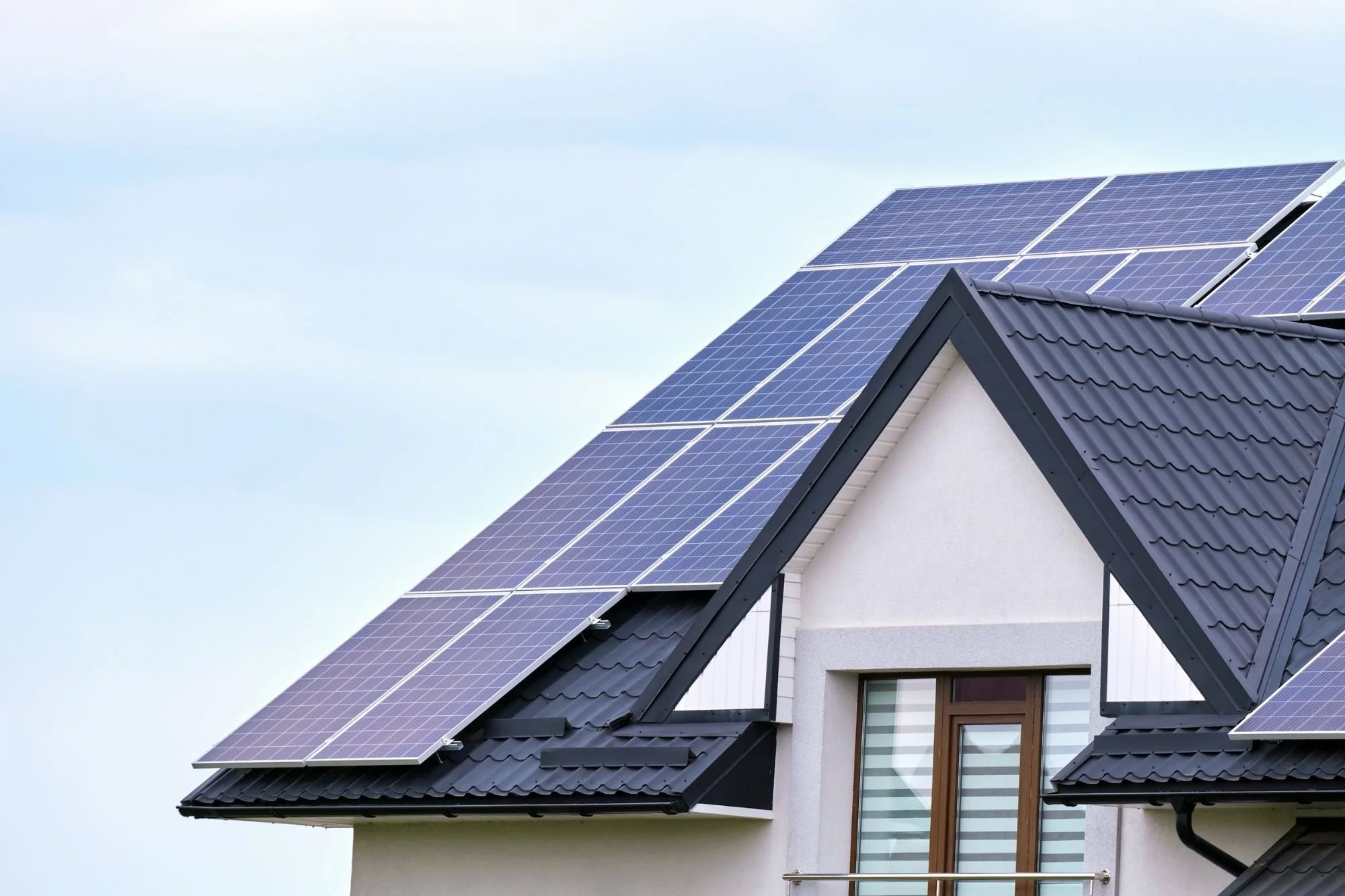 House with solar panels installed on the roof.