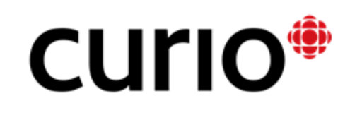 Red circular geometric logo on a black background