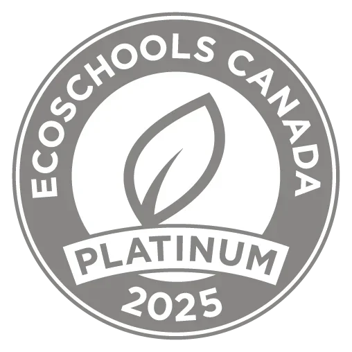 EcoSchools Canada Platinum 2025 badge with a leaf logo